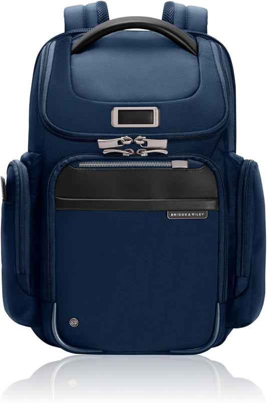 Briggs & Riley Medium Widemouth Backpack for Women & Men - Laptop Backpack, For Work & Travel, Lightweight & Durable, Padded Straps, Fits up to 15" Laptop - @work Collection, Navy