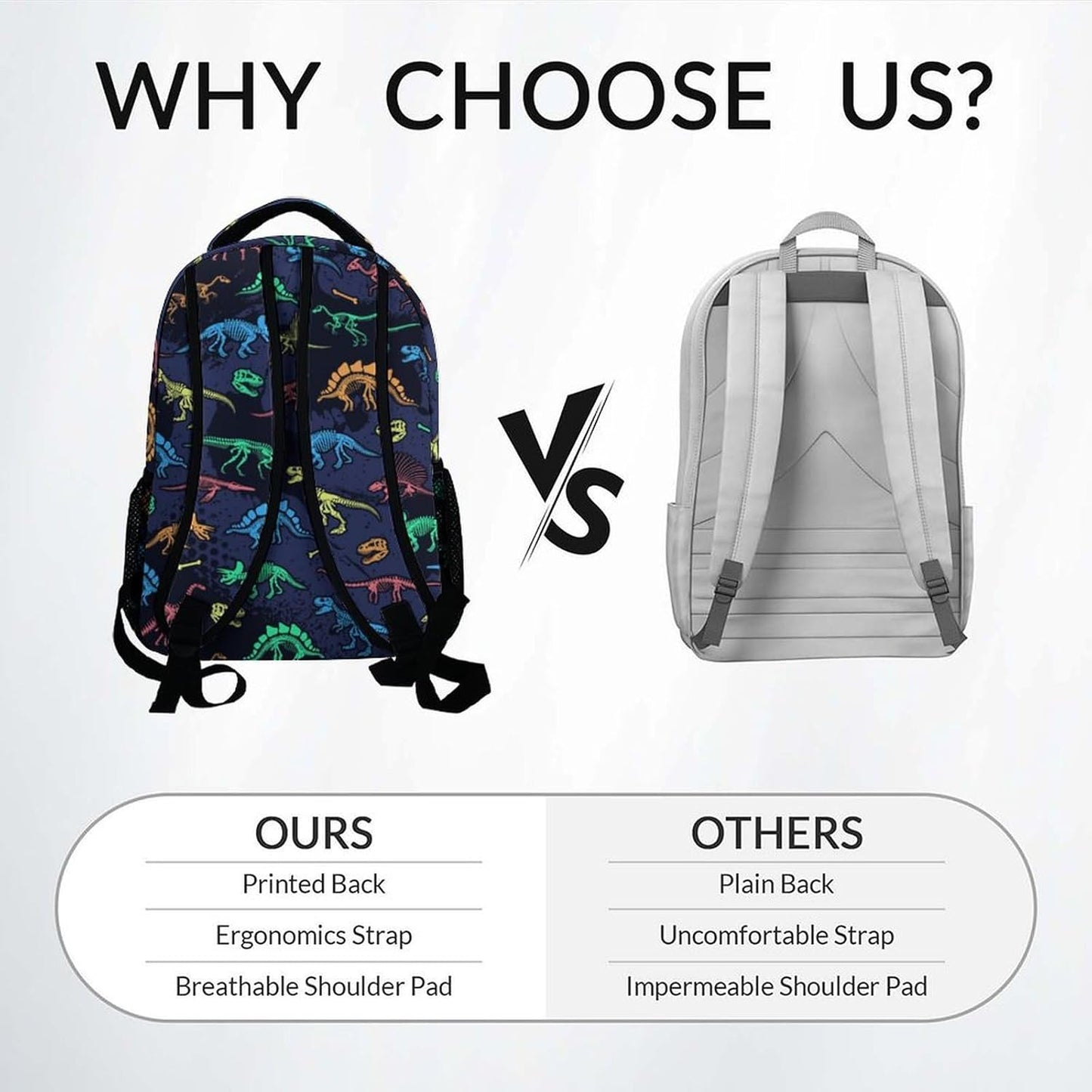 Boys Backpack - Personalized Cool Dinosaurs Bookbag for School, Travel - 17 Inch Custom School Bag for Kids