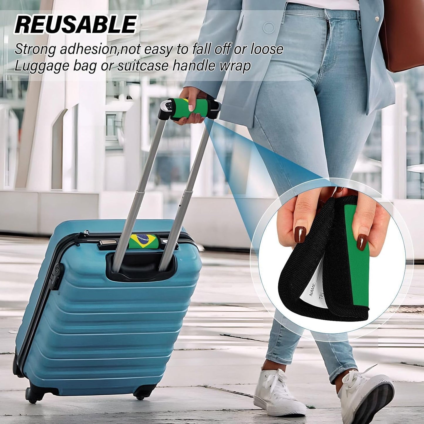 Brazil Flag 2 Pack Luggage Handle Wrap for Suitcase Luggage Identifier Travel Tags Handle Protection Sleeve Cover