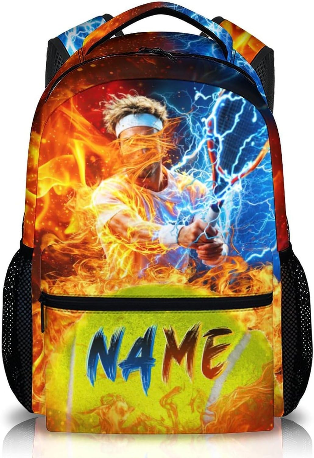 Backpack for Boys Kids, Personalized Tennis Backpacks with Name for Elementary Middle Primary High Senior, 17 Inch Lightweight Custom Cool Sport Bookbag, Ideal Back to School Supplies