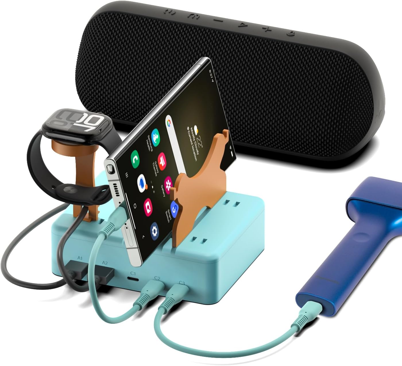 KFD 70W 65W 45W GaN Charging Station for Multiple Devices 5-Port USB C Charger for 40W iPhone 17 Samsung S25 iPad Nintendo Switch 2 Charging Dock Organizer Fit Living Room/Kitchen/Bedroom/Nightstand