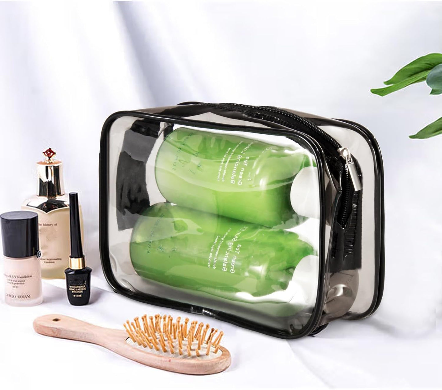 6 Packs Clear Cosmetics Bags for Women Men Waterproof Toiletry Bags PVC Makeup Bags Organizer Case with Zipper for Travel Bathroom (6 Black Colors)