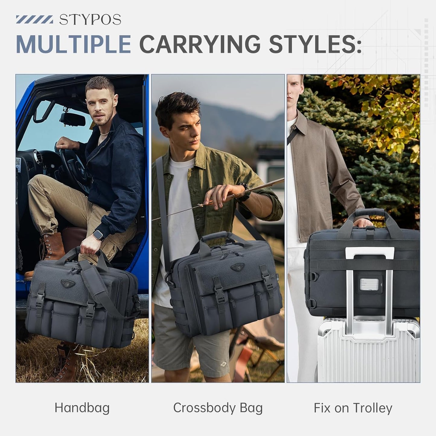 Large Tactical Laptop Bag for Men, Military 17.3 Inch Computer Bag Briefcase with Passport Wallet, Carry on Messenger Bag