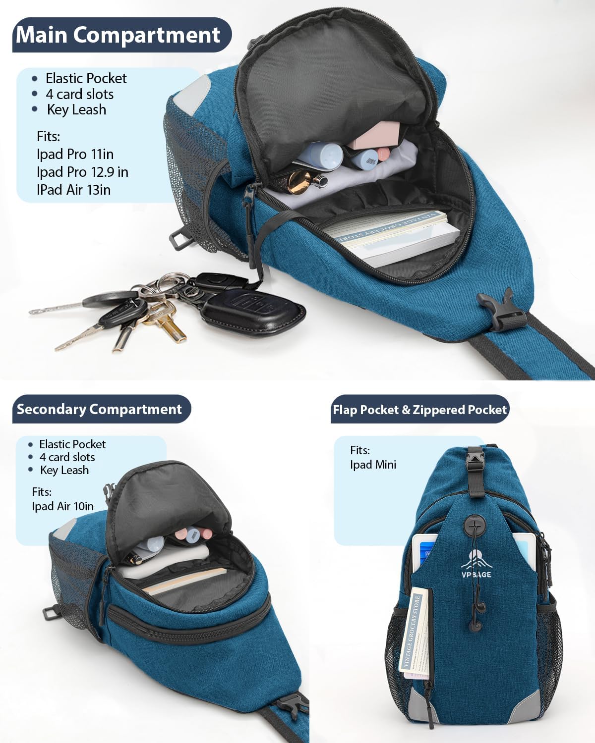 Sling Bag, Crossbody Bag for Men, Cross Body Hiking Backpack, Travel Daypack, Chest Pack with Chest Phone Holder