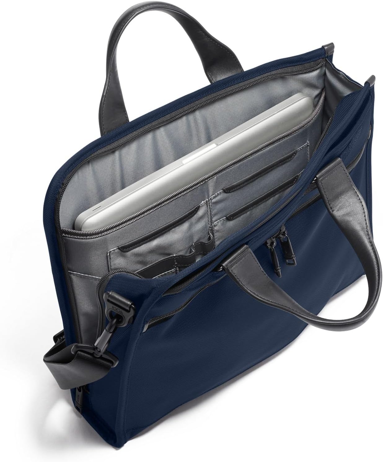 TUMI - Alpha Slim Deluxe Portfolio - Men's Compact Travel & Office Briefcase - Laptop and Tablet Bag - Navy