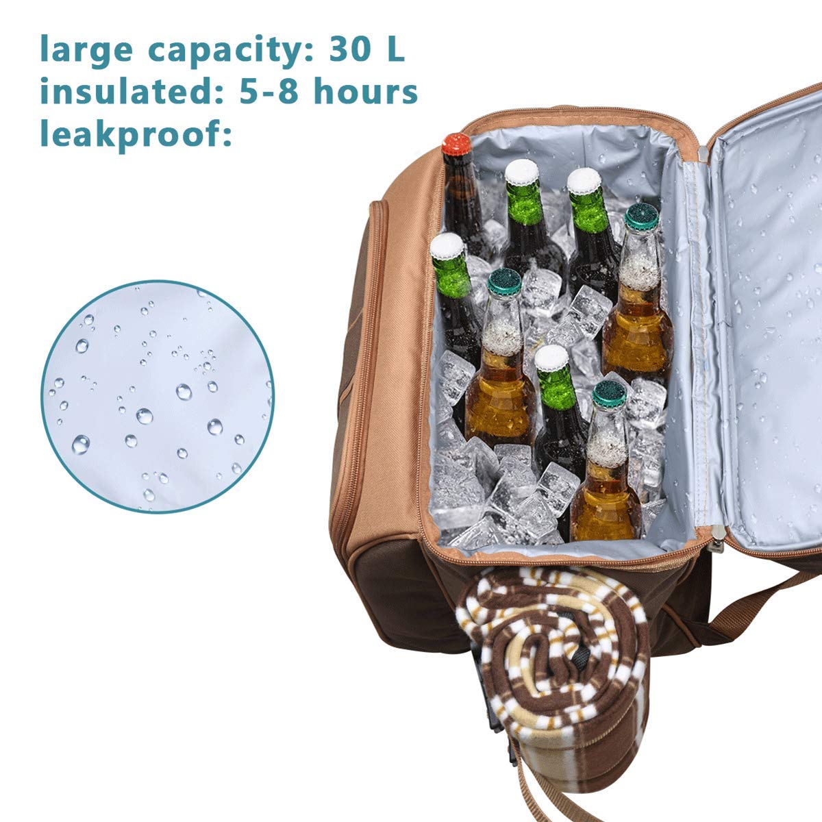 Hap Tim Picnic Basket Backpack for 2 Person with 2 Insulated Cooler Compartment, Wine Holder