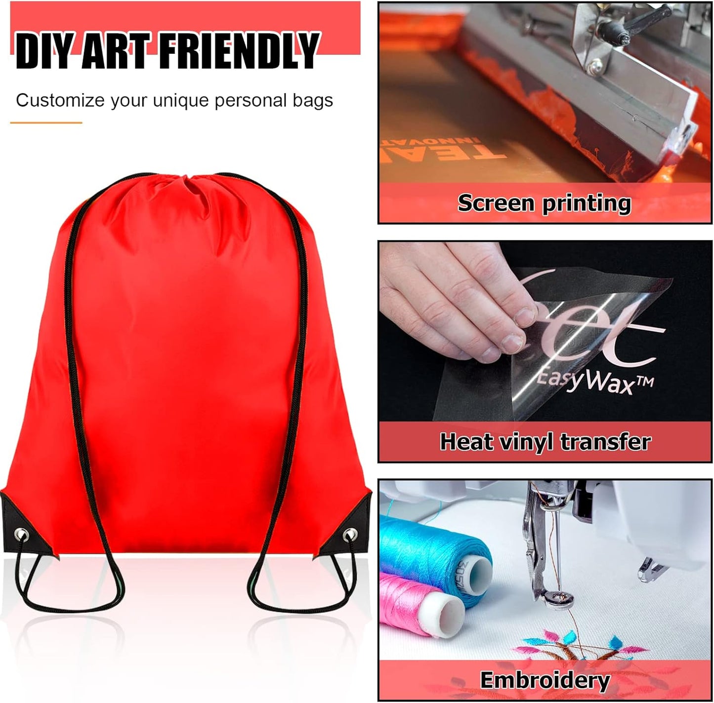 40 Pieces Drawstring Backpack Bulk Cinch Sackpack Ployster Drawstring Bags for Gym Party Trip(Red)