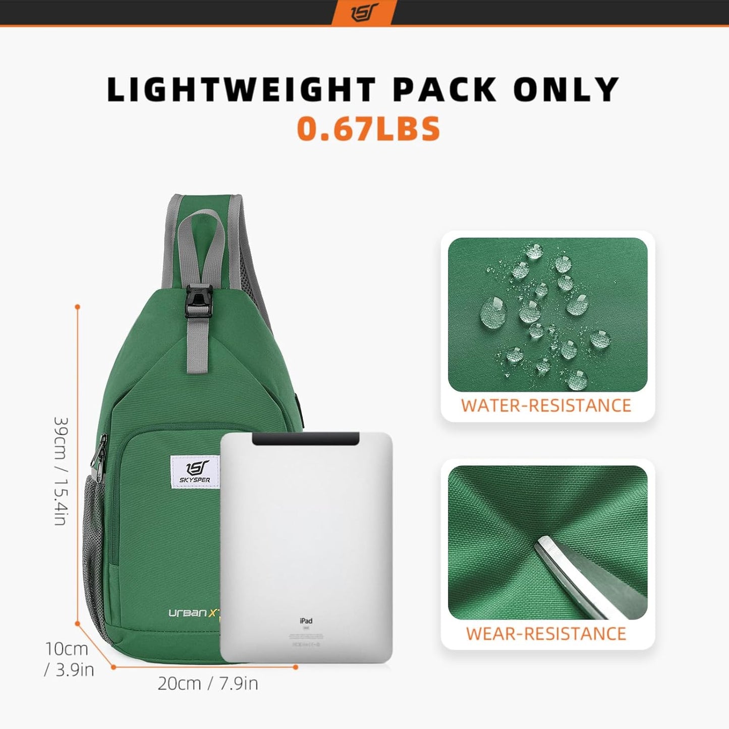 SKYSPER Sling Bag RFID Crossbody Sling Backpack Cross Body Shoulder Bag Travel Hiking Daypack for