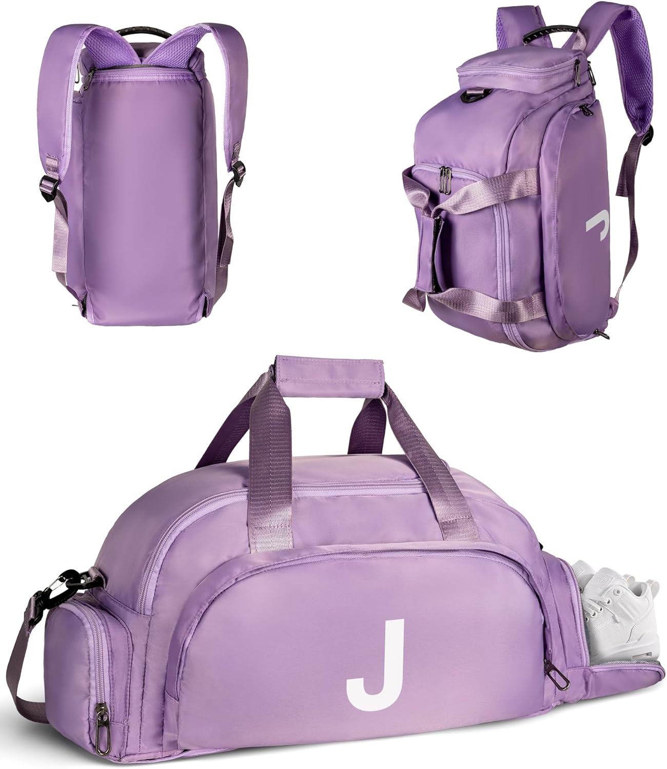 Preppy Stuff-Travel Essentials-Gifts for Girls 16-18, Initial Gym Bags with Shoe Compartment, Dance Bag for Girls, Monogram Kid Overnight Bags, 12 Year Old Girl Birthday Gifts (Letter J)