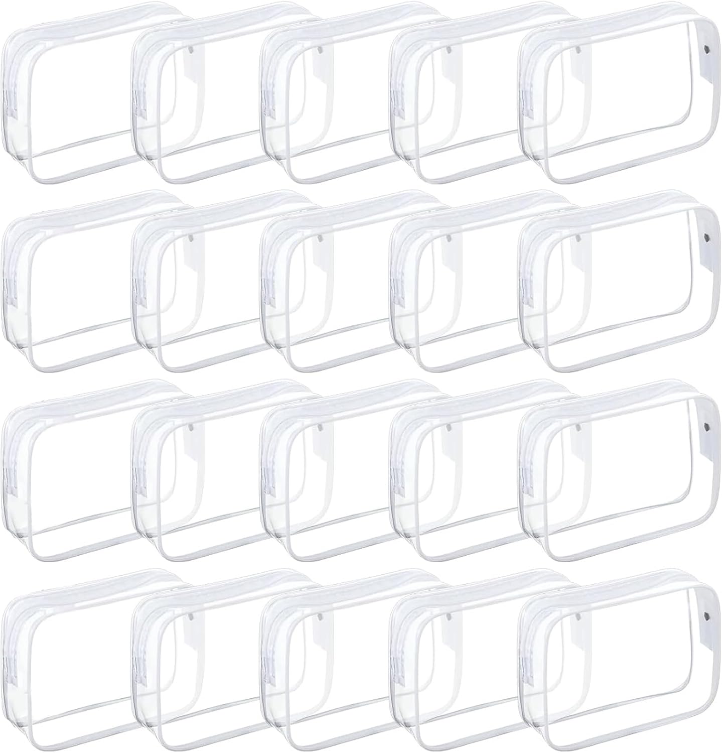 Tergy 20 Packs Clear Cosmetics Bags for Women Men Waterproof Toiletry Bags PVC Makeup Bags Organizer Case with Zipper for Travel Bathroom (White)