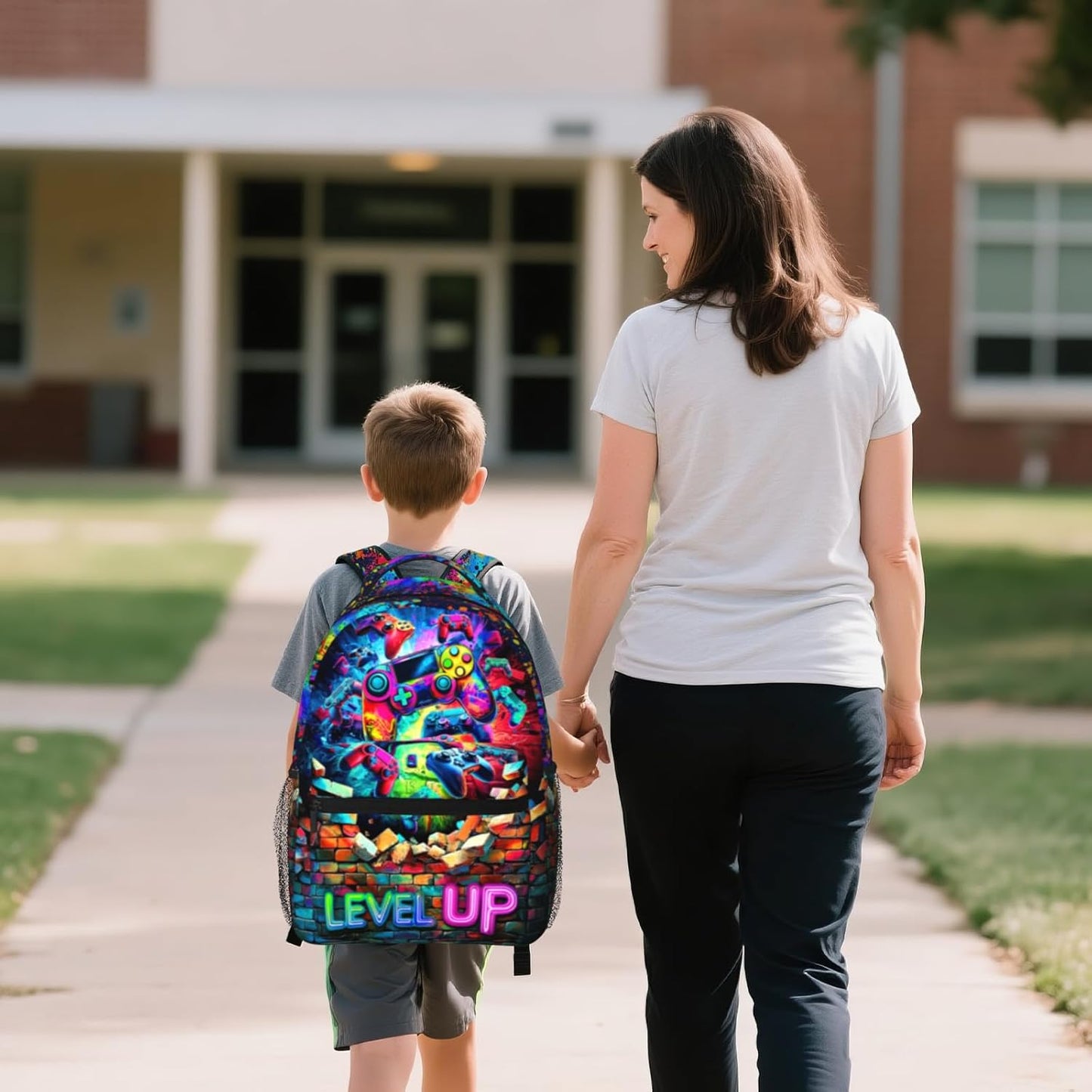 Game Backpack for Boys School Boys Backpack for Kids Children Teens Elementary Middle School Students Kids' Backpacks Ages 6-18 Video Game Bookbag Travel Back Pack
