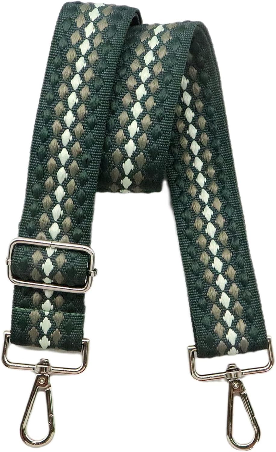 Adjustable Green Purse Strap - 1.5" Wide Handbags, Camera, Guitar, Phone & Crossbody Bag Replacement Shoulder Straps(Silver Hardware)