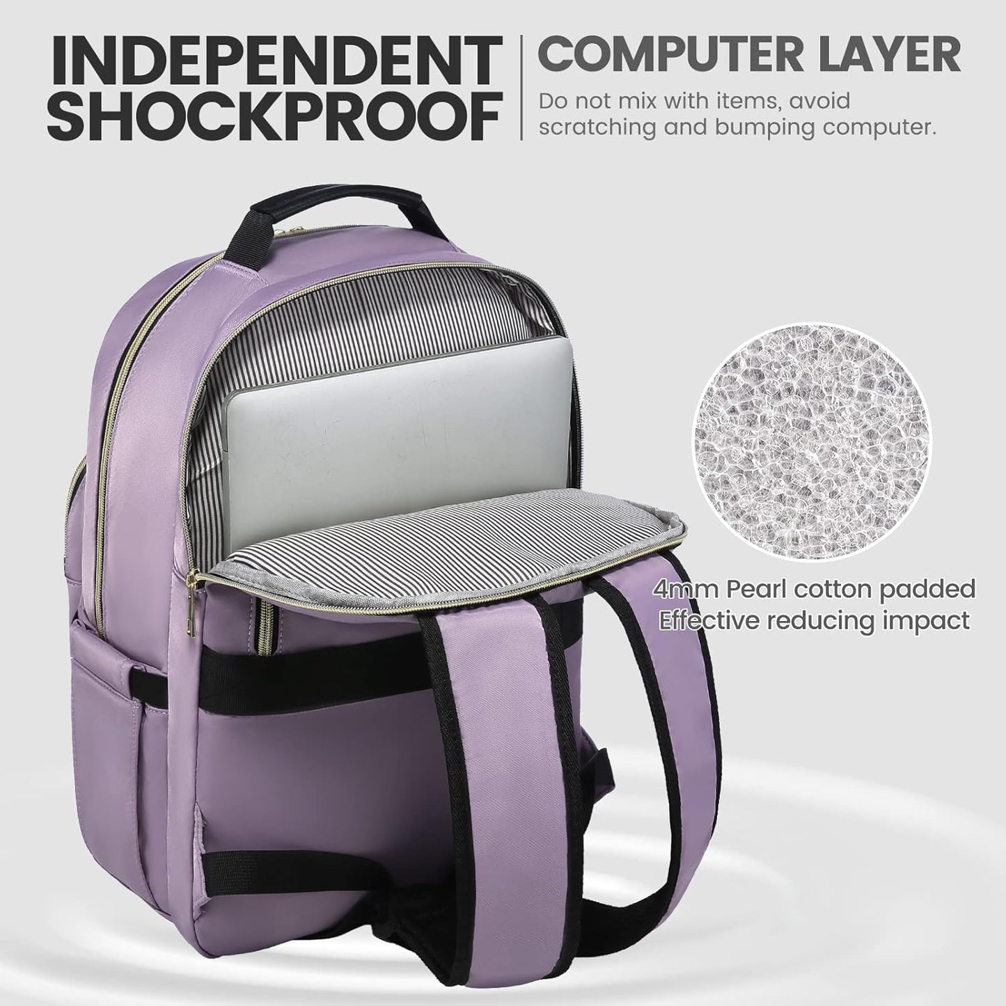 LOVEVOOK Laptop Backpack for Women 17.3 inch,Cute Womens Travel Backpack Purse,Professional Laptop Computer Bag,Waterproof Work Business College Teacher Bag Carry on Backpack with USB Port,Taro Purple