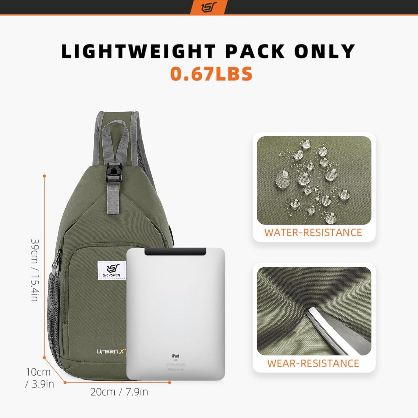 SKYSPER Sling Bag RFID Crossbody Sling Backpack Cross Body Shoulder Bag Travel Hiking Daypack for