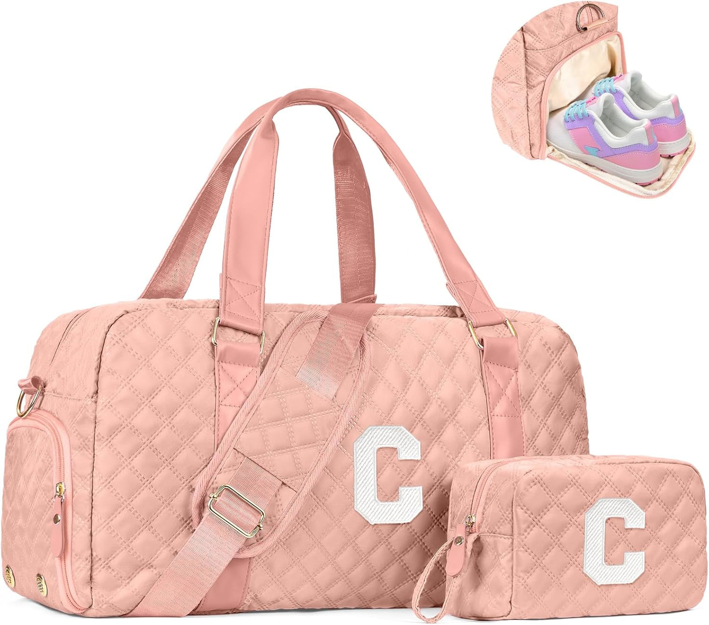 Personalized Duffle Bag Women Girls Gift: Letter Carry on bags, Dance Cheer bag Sports for Girl, Kid Gymnastics Bags, Birthday Gifts for Women Girls Kids Teens Mom Teacher