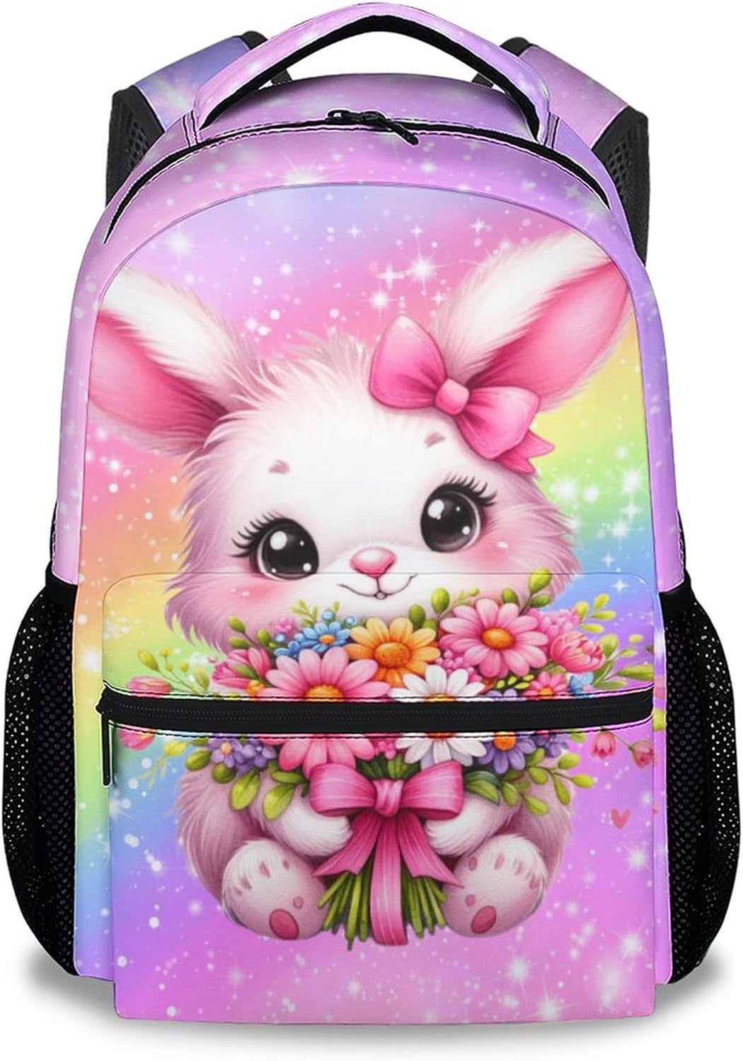 Kids Backpacks for Girls, Bunny Backpack for School, 17" Cute Rainbow Bookbag for Preschool Kindergarte Elementary, Toddler School Bag