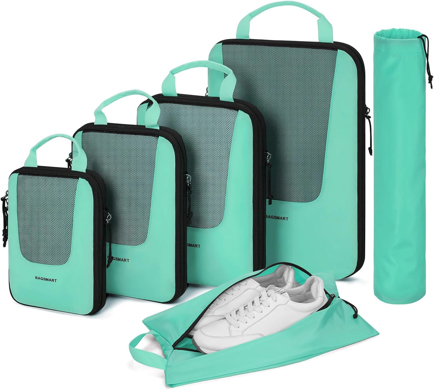 BAGSMART Compression Packing Cubes for Travel, 6 Set/5 Set/4 Set, Compression Suitcase Organizer Bags Set for Suitcases Travel Essentials, Lightweight Packing Organizers