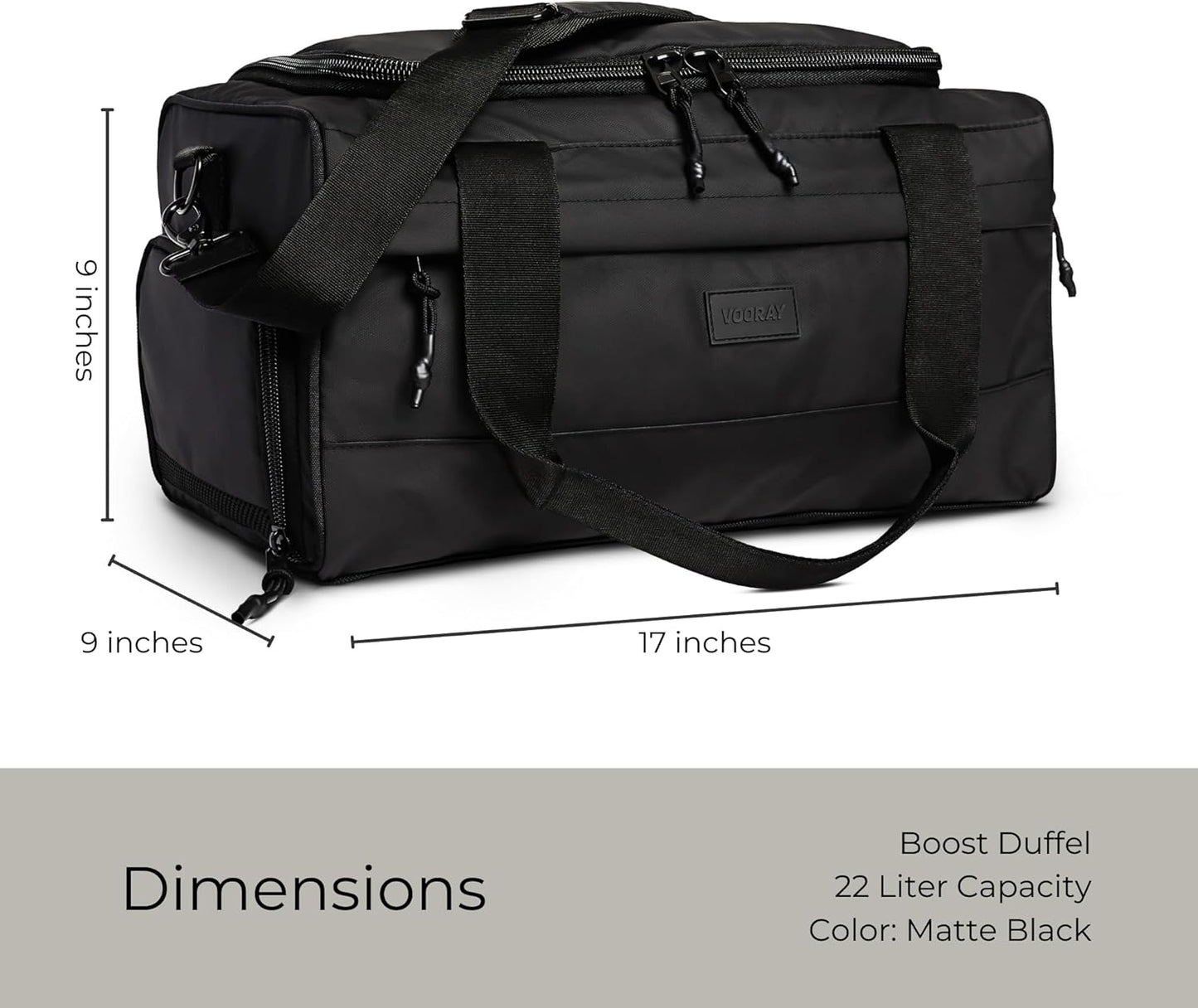 Vooray 22L Boost Duffle Bag – Small Gym Bag for Men and Women, Lightweight Travel Duffel with Shoe Compartment, Durable Sports Tote for Fitness, Training, Overnight Use, and Weekend Trips