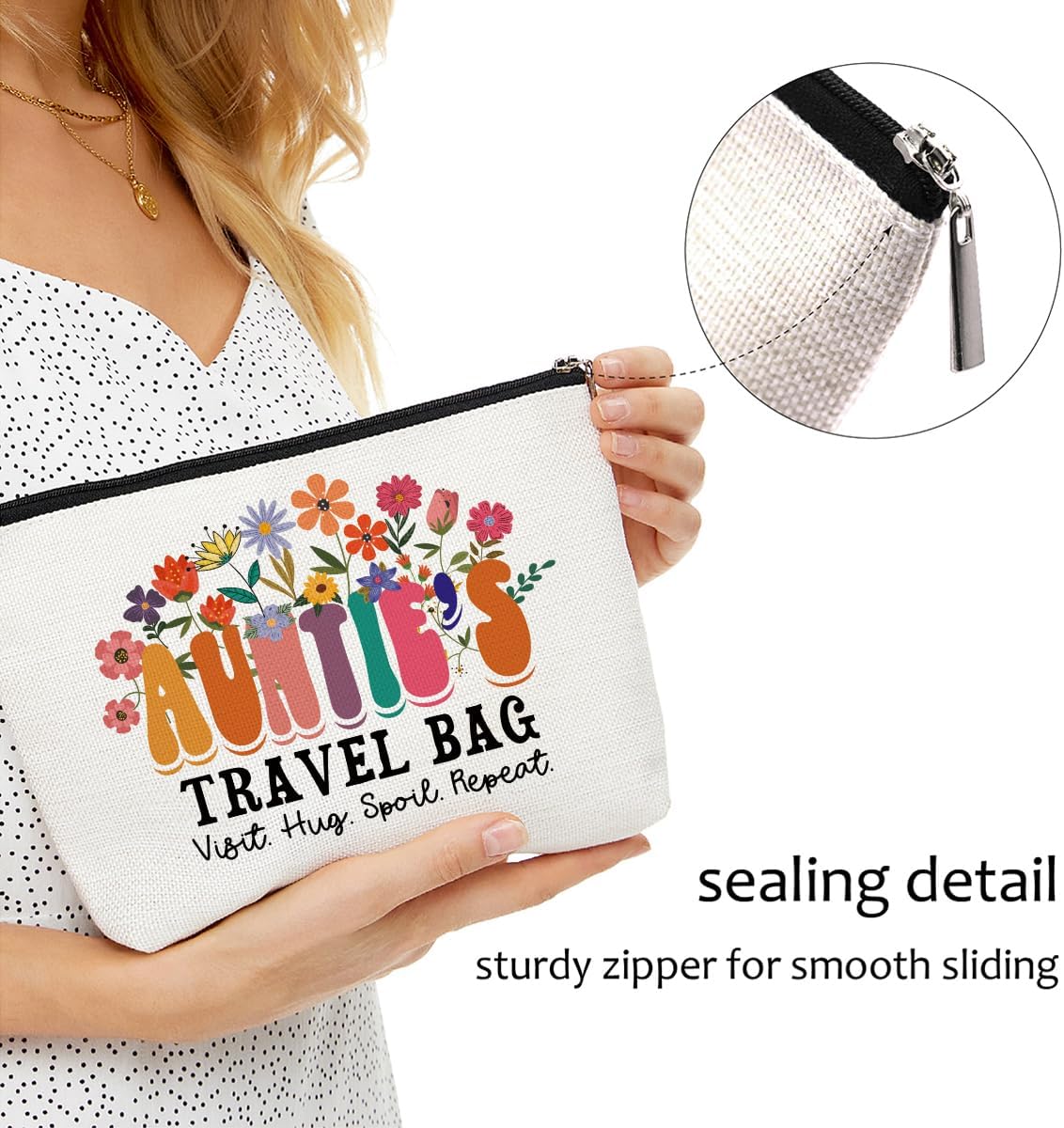 Auntie Gift Ideas Makeup Bag Mothers Day Aunt Birthday Gifts from Niece Nephew Best Aunt Gifts Thank You Retirement Gifts for Women Female New Aunt Promoted to Aunt Christmas Travel Accessories Bag