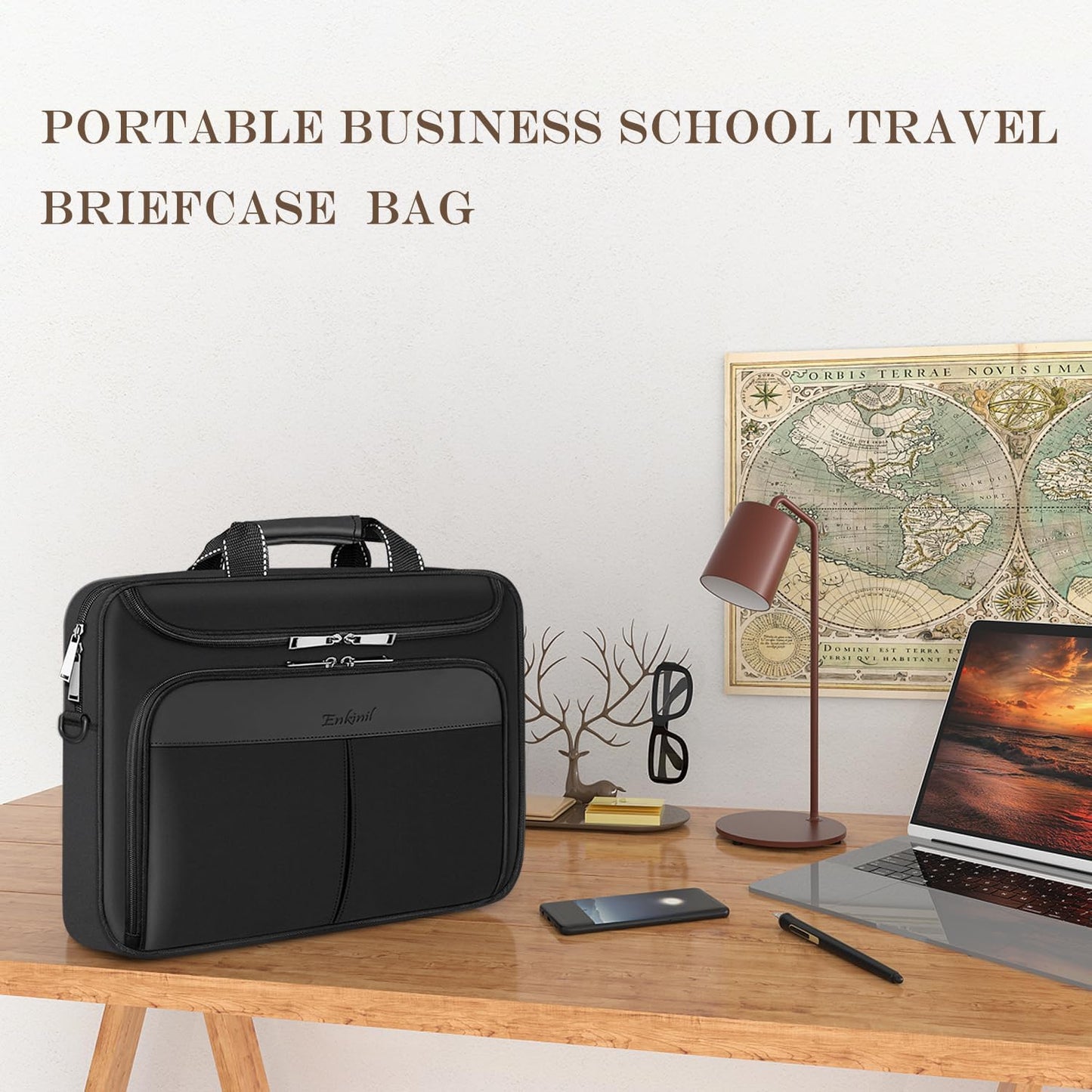15.6-16.2 inch Waterproof Protective Laptop Messenger Briefcase with Adjustable Shoulder Strap Men