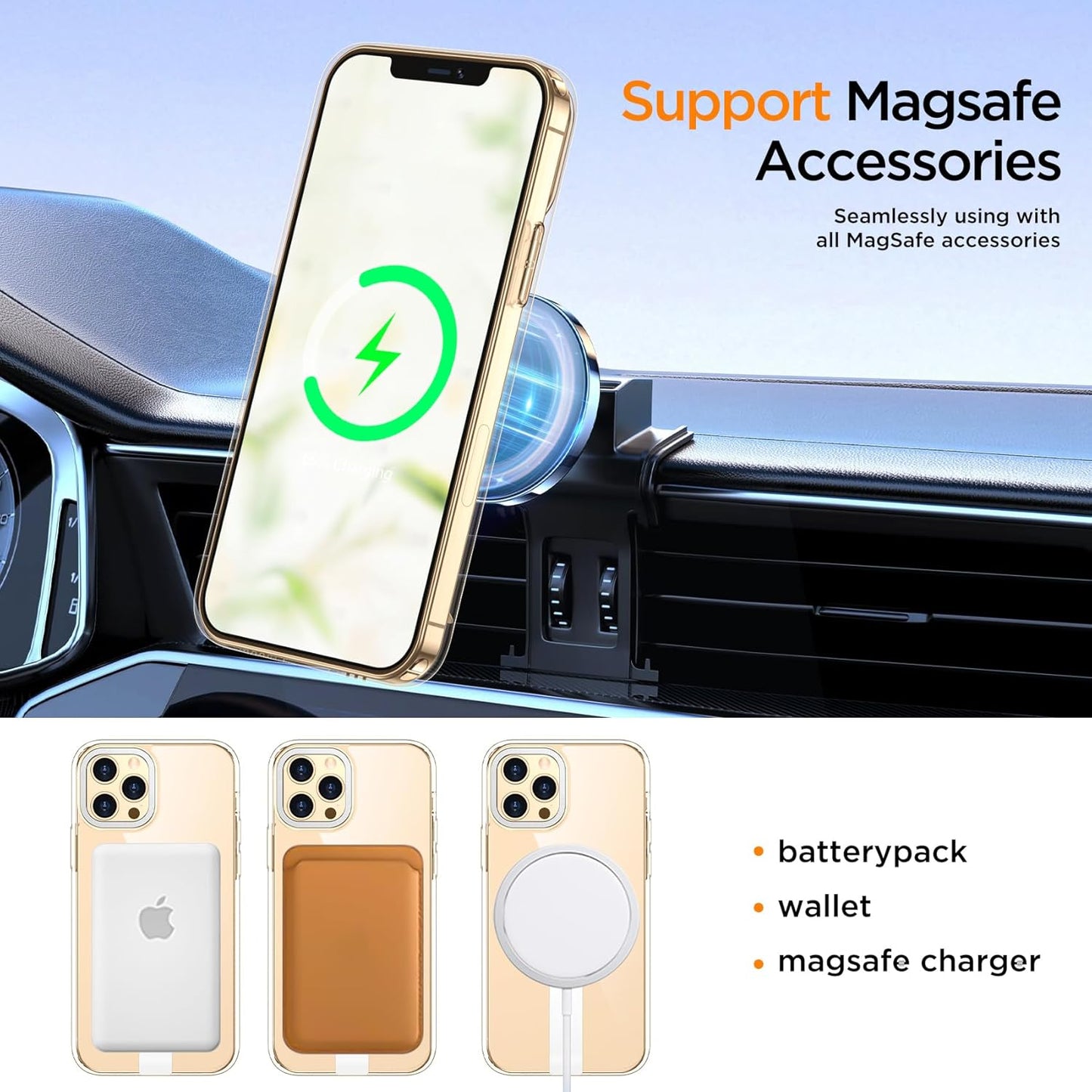 for iPhone 13 Pro Case with Kickstand, [Invisible Stand] Compatible with MagSafe, Anti-Slip Shockproof Military-Grade Protection, Magnetic Phone Case for iPhone 13Pro (Clear)