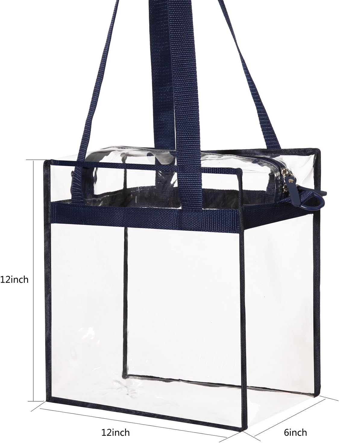BAGAIL Clear Bags 12x6x12 Stadium Approved Clear Tote Bag with Zipper Closure Crossbody Shoulder Bag with Adjustable Strap