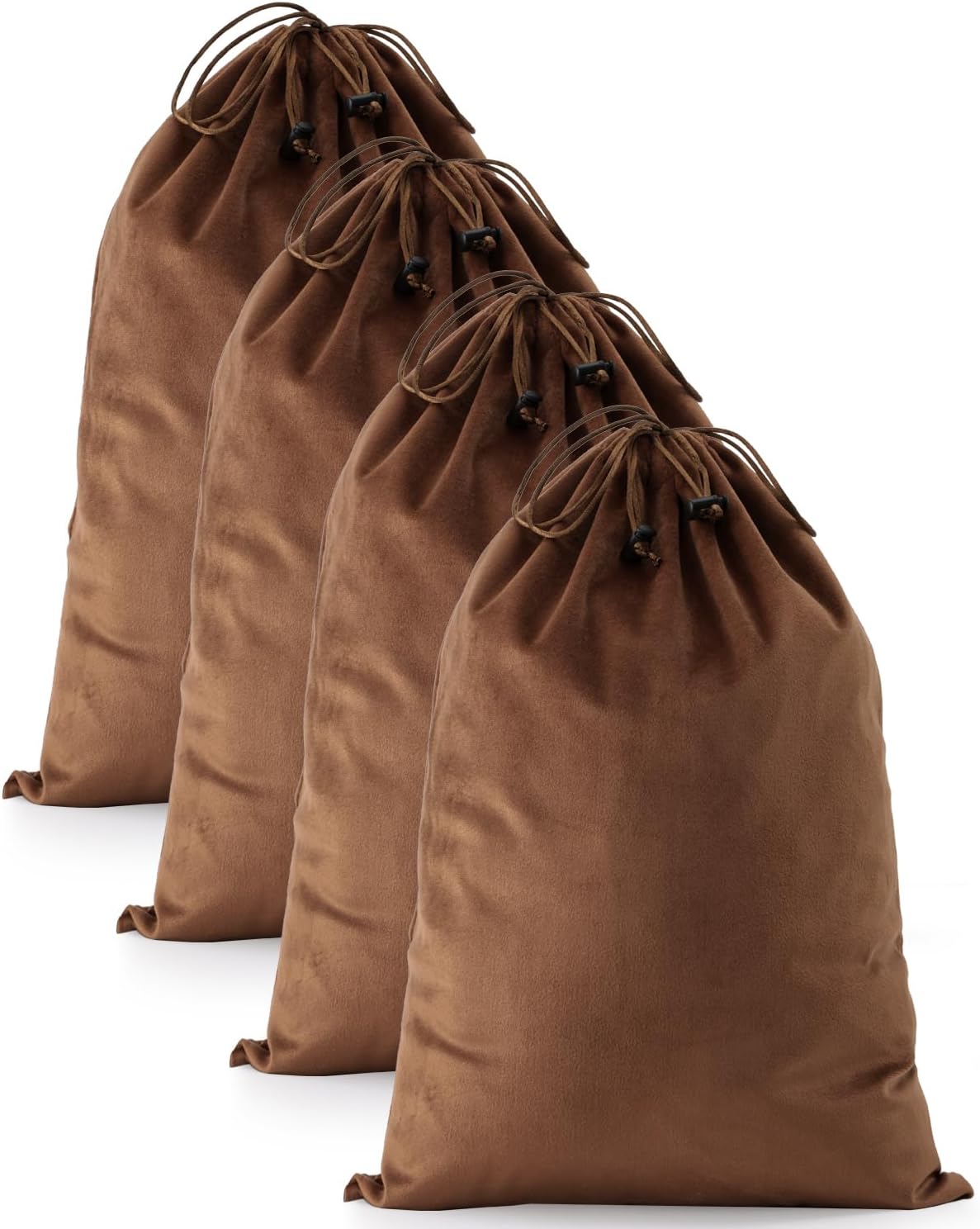 FantasyLife Shoe Bags for Travel, 4 PCS Washable Dust Bags for Storage & Packing, Flannel Shoe Pouch with Drawstring Closure for Purses, Handbags, Shoes & Toys (Mocha Mousse)