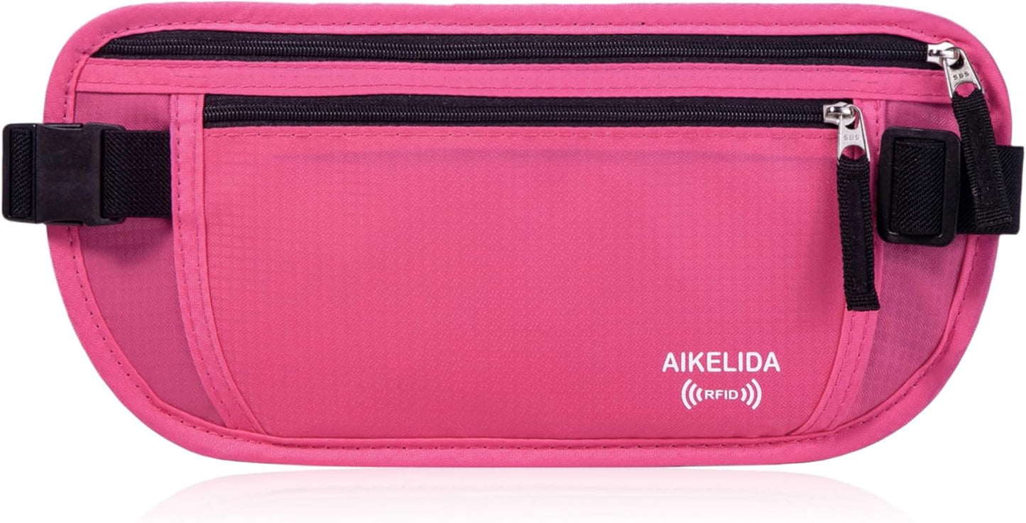 Travel Money Belt - Slim Passport Holder Travel Wallet with RFID Blocking Travel Pouch Undercover