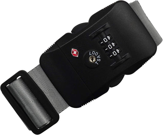 Heavy Duty Luggage Straps TSA Approved with Lock Adjustable Travel Belt for Suitcases (Grey)