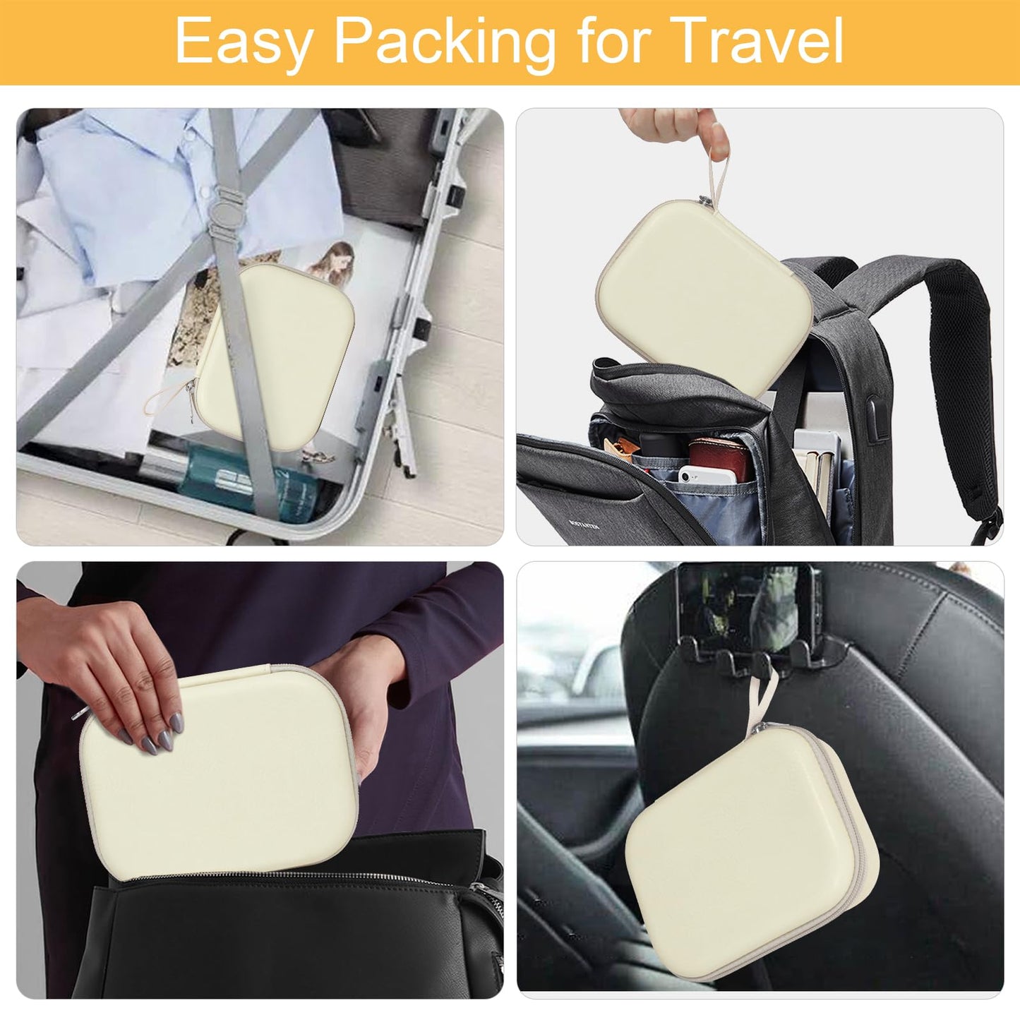 Bukere Travel Sunglasses Organizer Case, PU Leather Adjustable Slots for Multiple Glasses, Hard