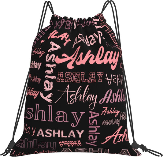 Personalized Drawstring Bag with Your Name Drawstring Backpack for Men Women Small Gym Beach Shopping Sport Yoga Bag (Custom Name-13)