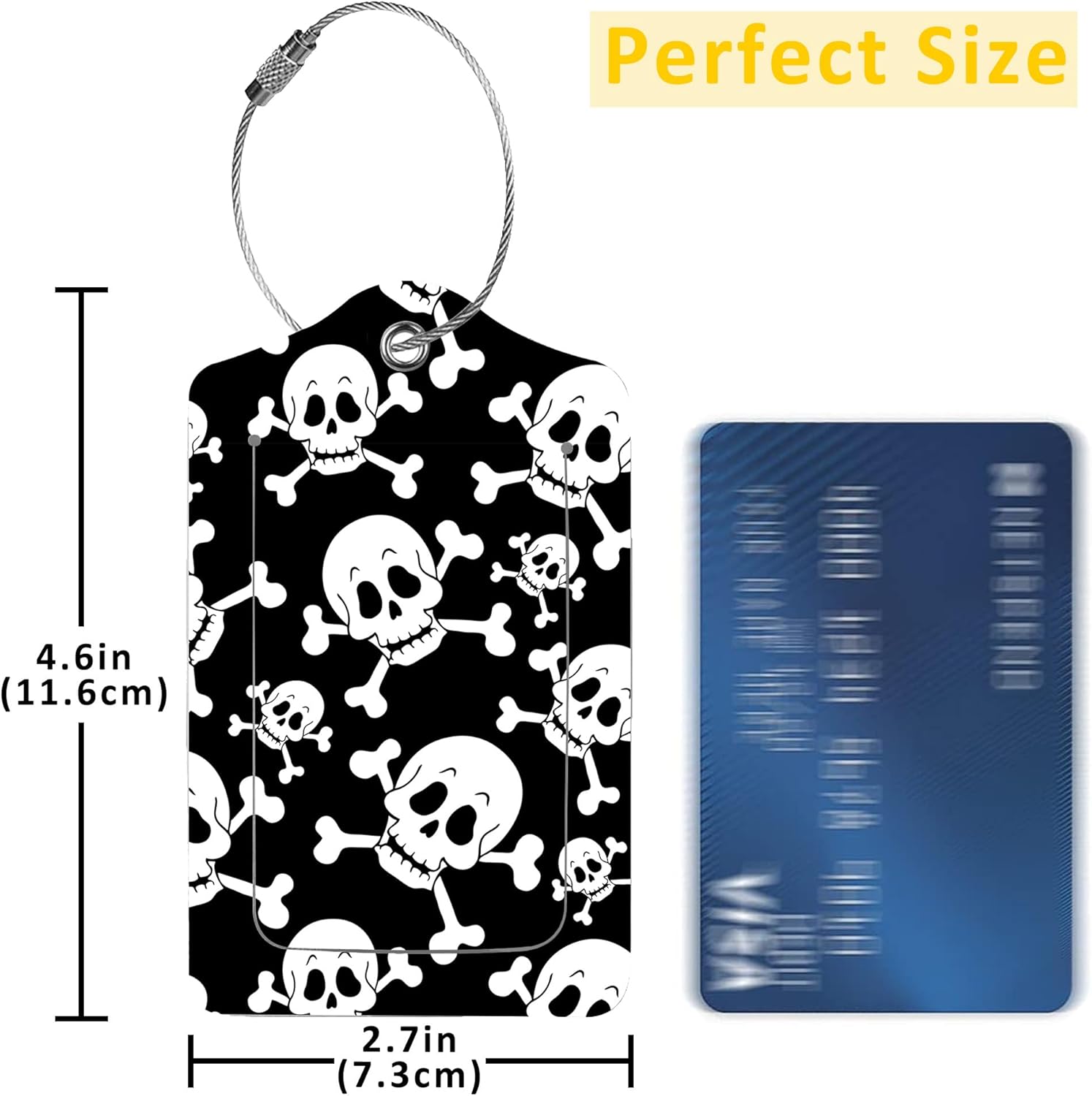 2 Pack Human Skeleton Luggage Tag for Suitcases Skull PU Leather Bag Travel Suitcase ID Identifier