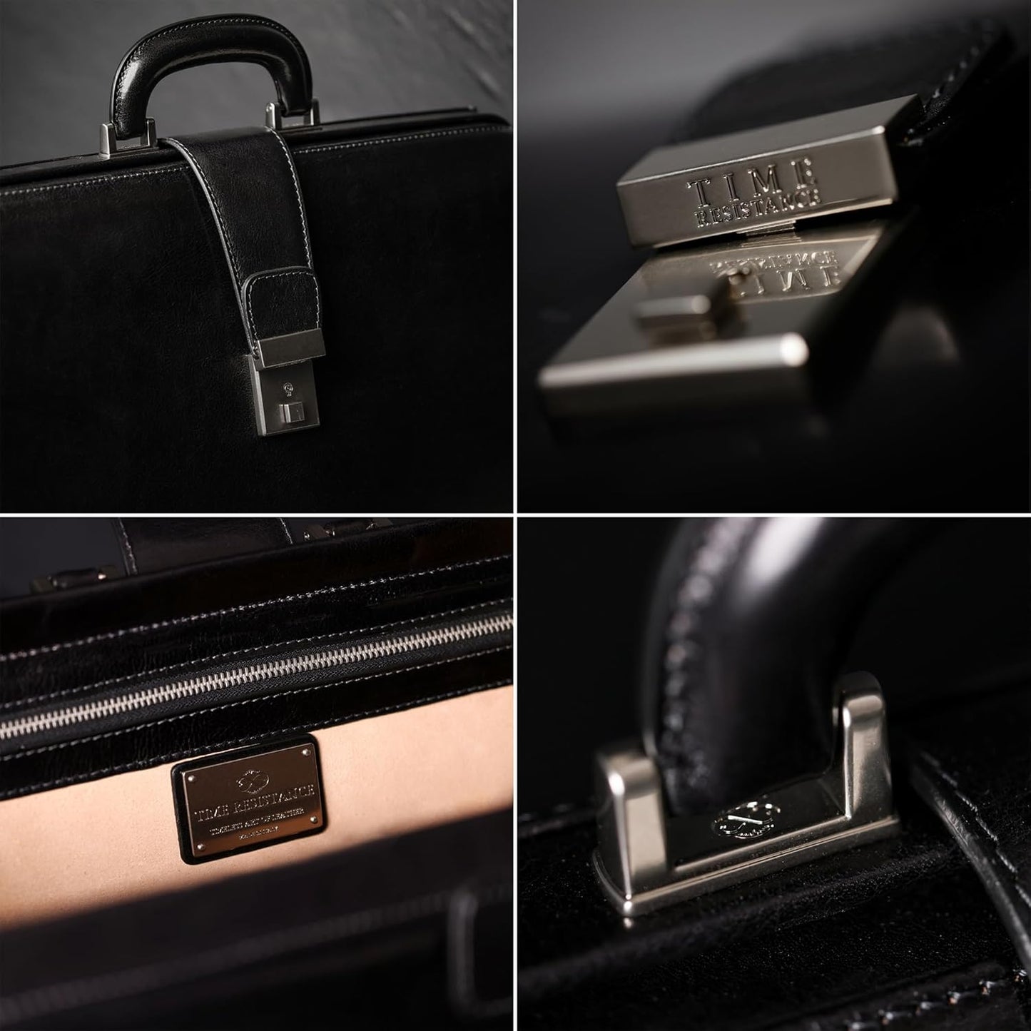 Time Resistance Leather Lawyer Briefcase - Italian Handmade Laptop Briefcase for Men and Women - Attache Case - Doctor Bag