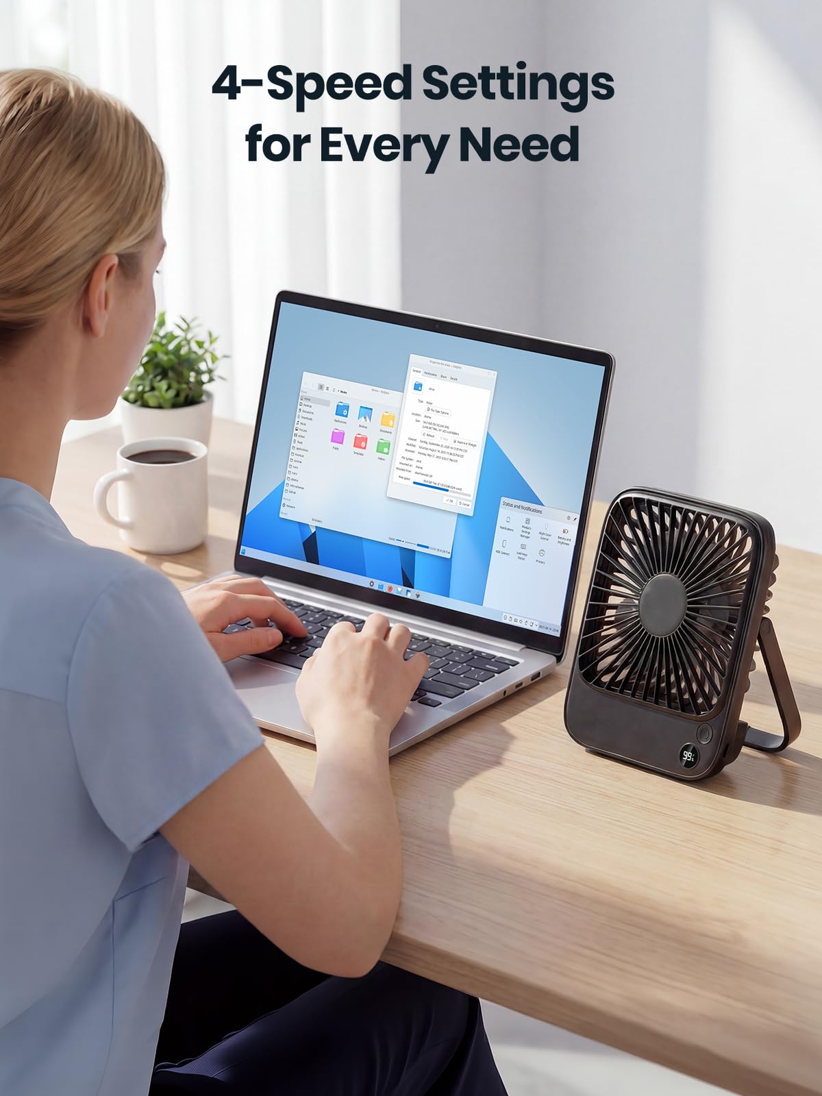 TOPK 2 Pack Portable Desk Fan 5000mAh, Quiet, Ultra-Thin