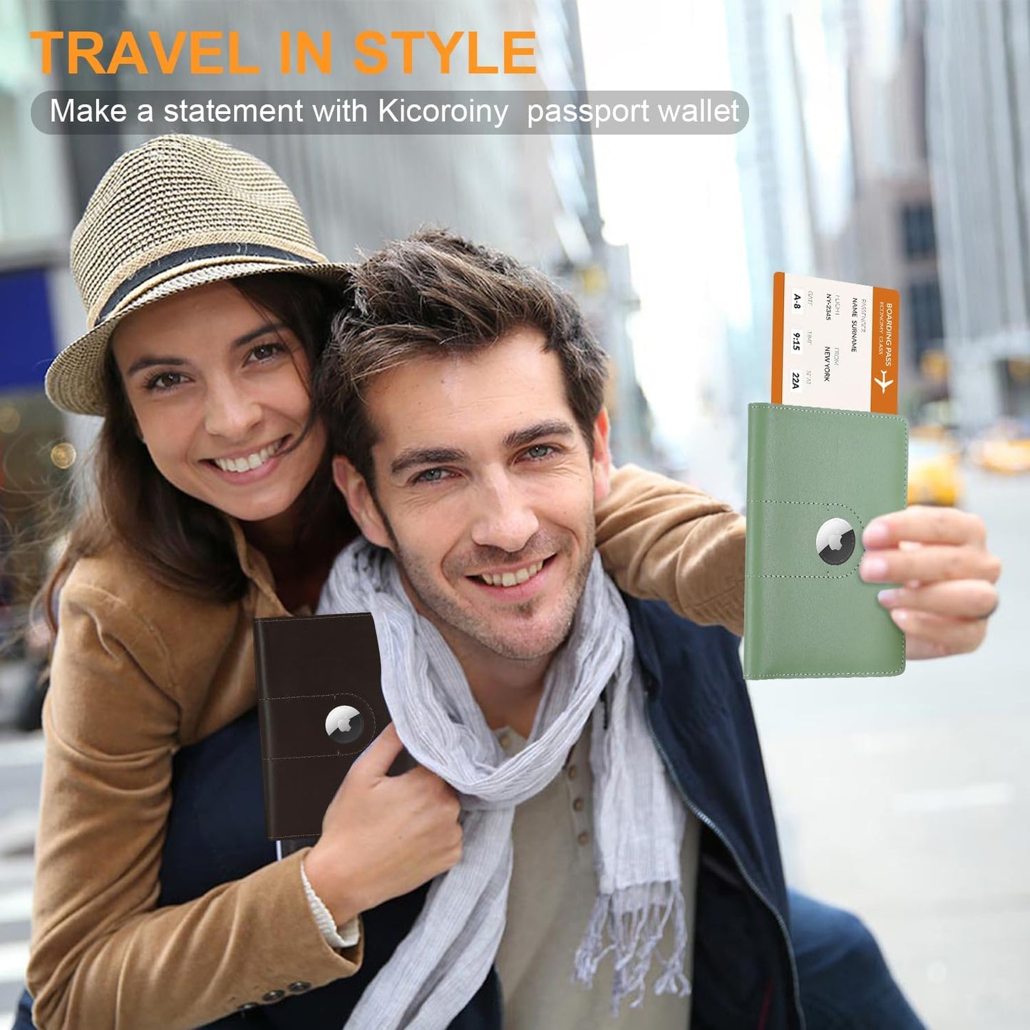 Genuine Leather Passport Holder for Travel Passport Covers with AirTag Slot Passport Wallets for