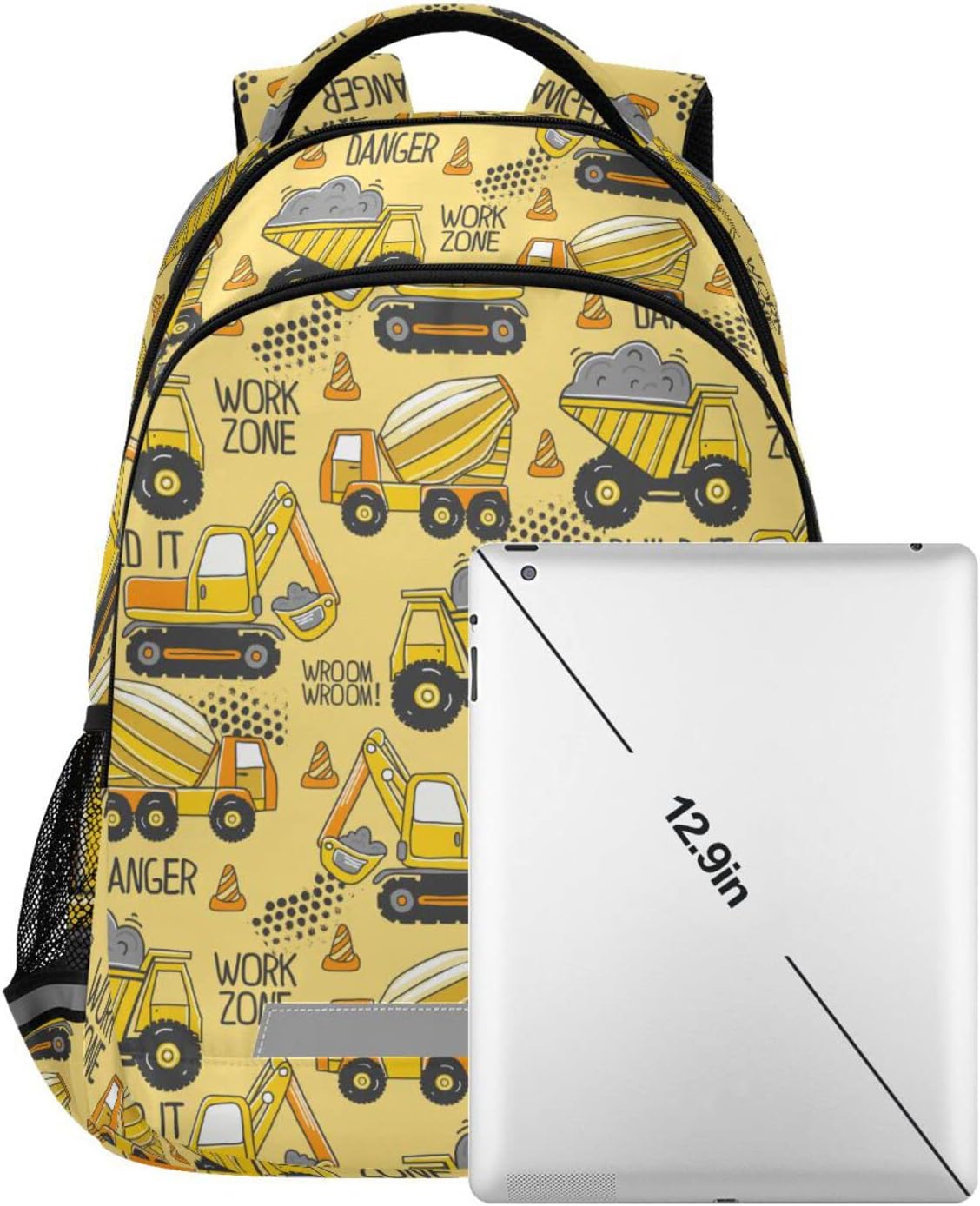 Truck Boys Backpack Yellow Excavator Kids Elementary School Bookbag Travel Rucksack Laptop Bag