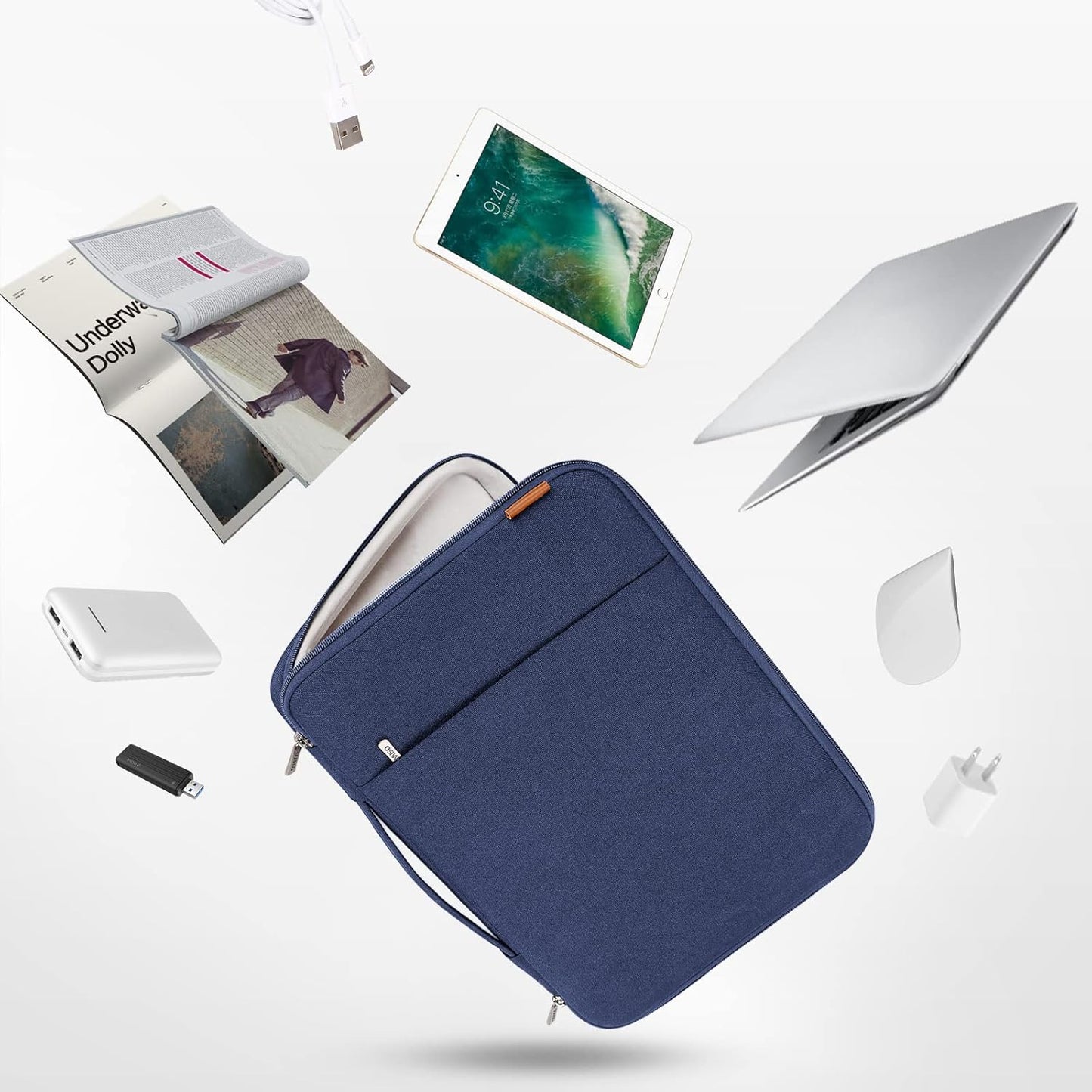 DOMISO 16 inch Laptop Sleeve Case Water Resistant Shockproof Protective Computer Bag for 16" Dell/HP Pavilion Envy/ThinkPad IdeaPad/ASUS Vivobook,Navy