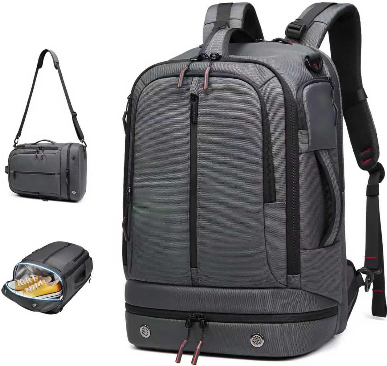 Somago 16 Inch Laptop Backpack Water Resistant Carry On Daypack Backpack Anti Theft Travel Rucksack Backpack with Shoe Compartment Shoulder Strap for Men Women, 33L (Grey)