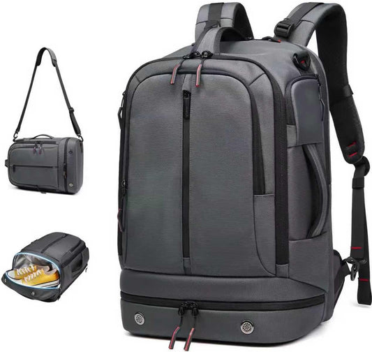 Somago 16 Inch Laptop Backpack Water Resistant Carry On Daypack Backpack Anti Theft Travel Rucksack Backpack with Shoe Compartment Shoulder Strap for Men Women, 33L (Grey)