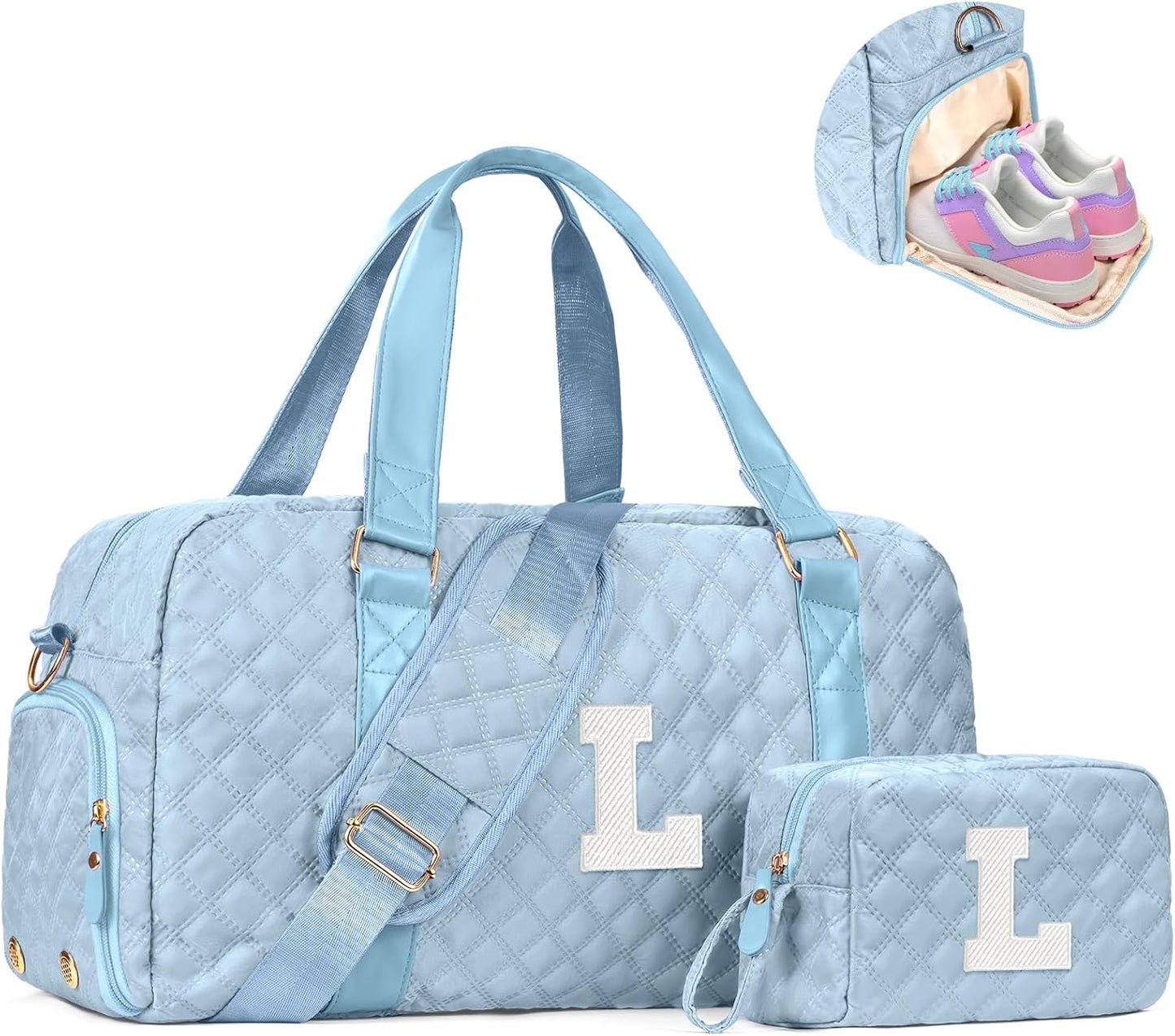 Initial Gym Bag for Girls, Graduation Gift Ideas, Personalized Weekender Bag, Monogram Overnight bag for teens