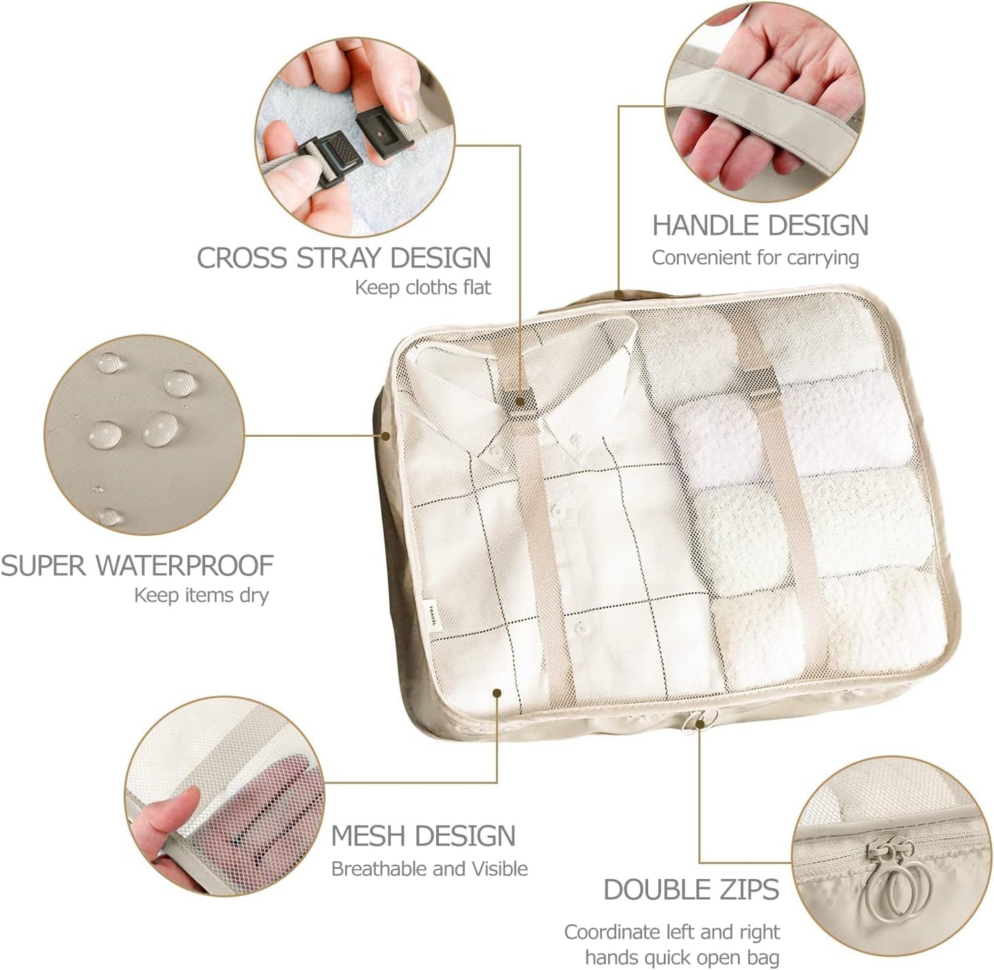 LANSKLBD 6/8 Set Packing Cubes for Suitcases Travel Luggage Packing Organizers,Travel Accessories