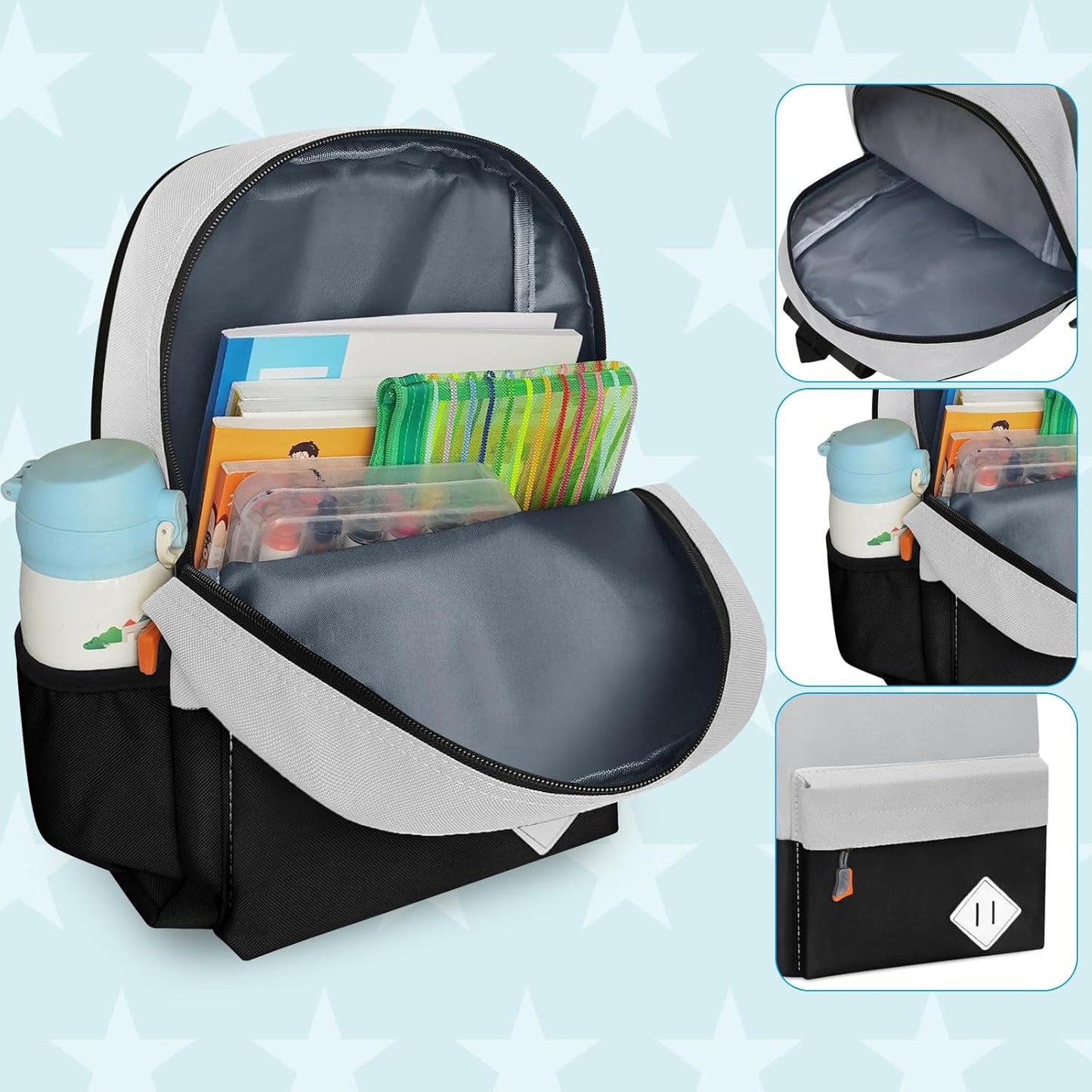 Little Kids Backpack for Girls Boys - Toddler Preschool Backpack School Bag Cute Kindergarten Backpack for Aged 3-6, Grey Black