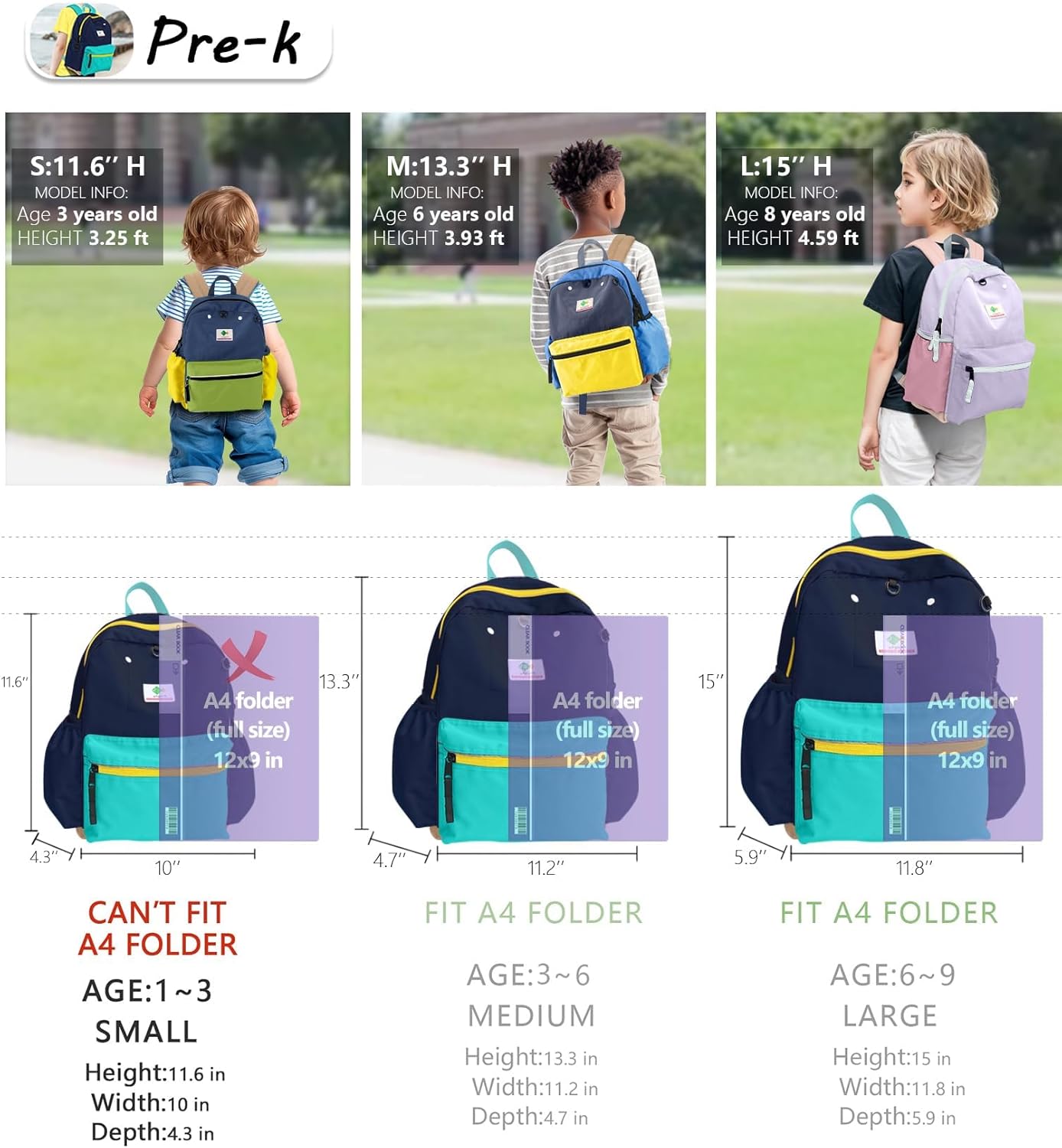 Preschool Toddler Backpack For Boys Girls, School Mini & Travel, Small Kids Child Backpacks, Kindergarten Elementary bag, 11.6" H