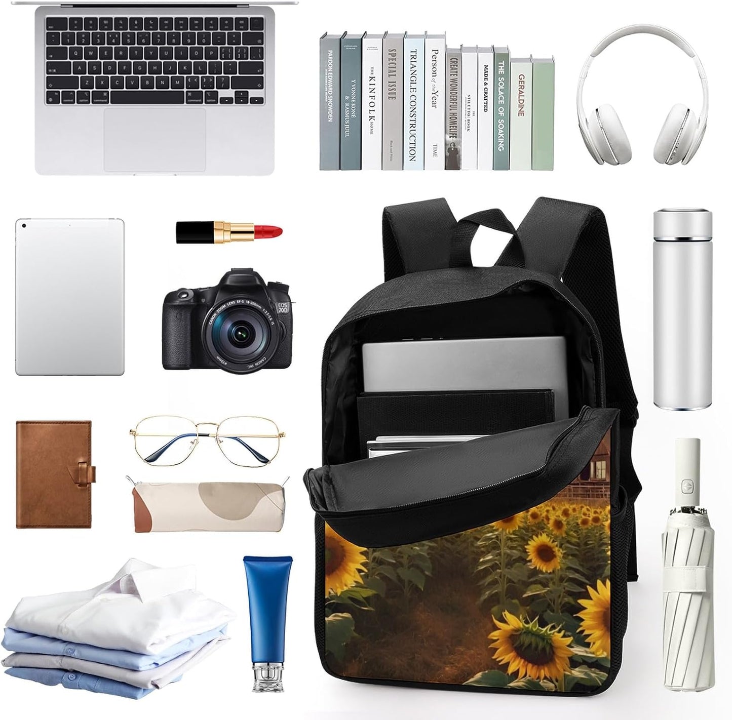 Daisy Sunset School Backpack Lightweight Laptop Backpacks Large Capacity 1 Main Compartment Outdoor