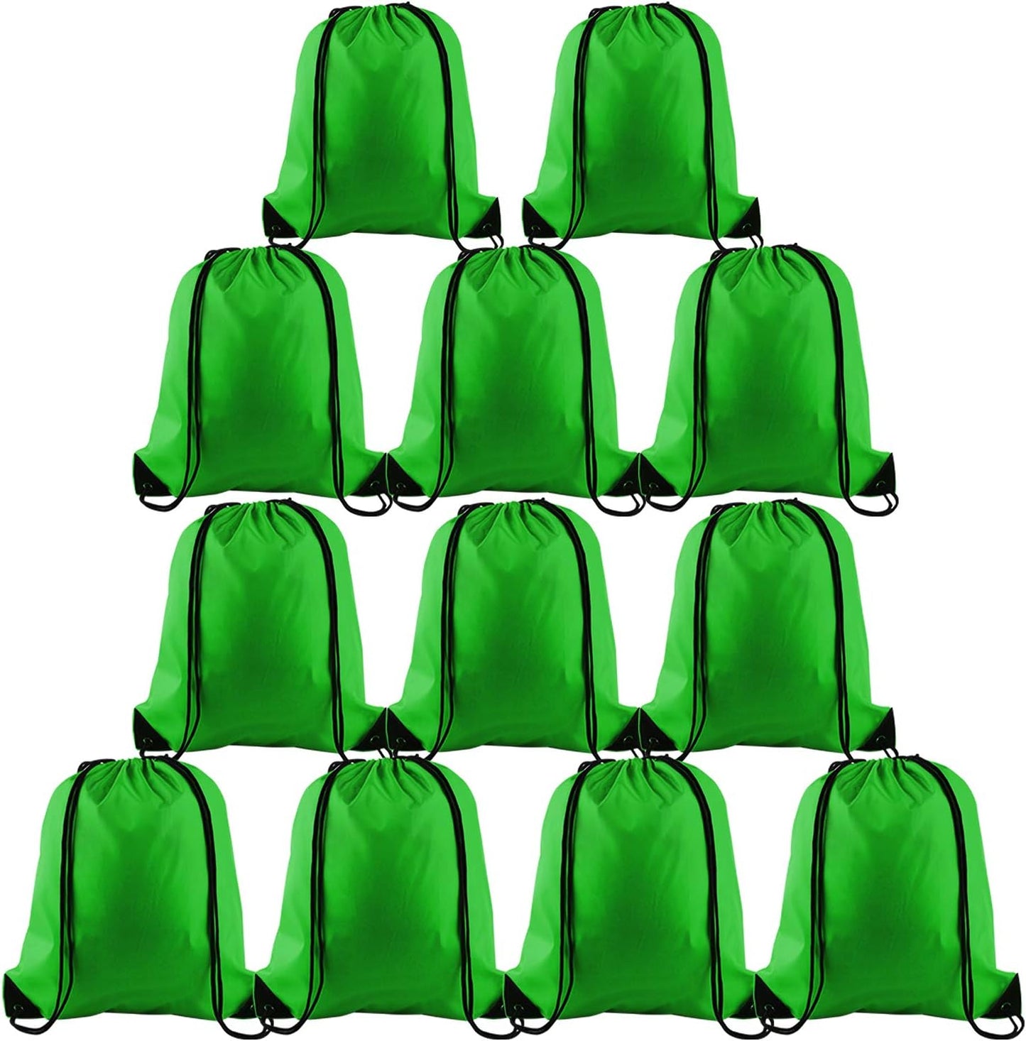 KUUQA 12 Pcs Drawstring Backpack Bags String Backpack Bulk Sport Gym Sack Bags for Traveling and Storage (Dark Green)