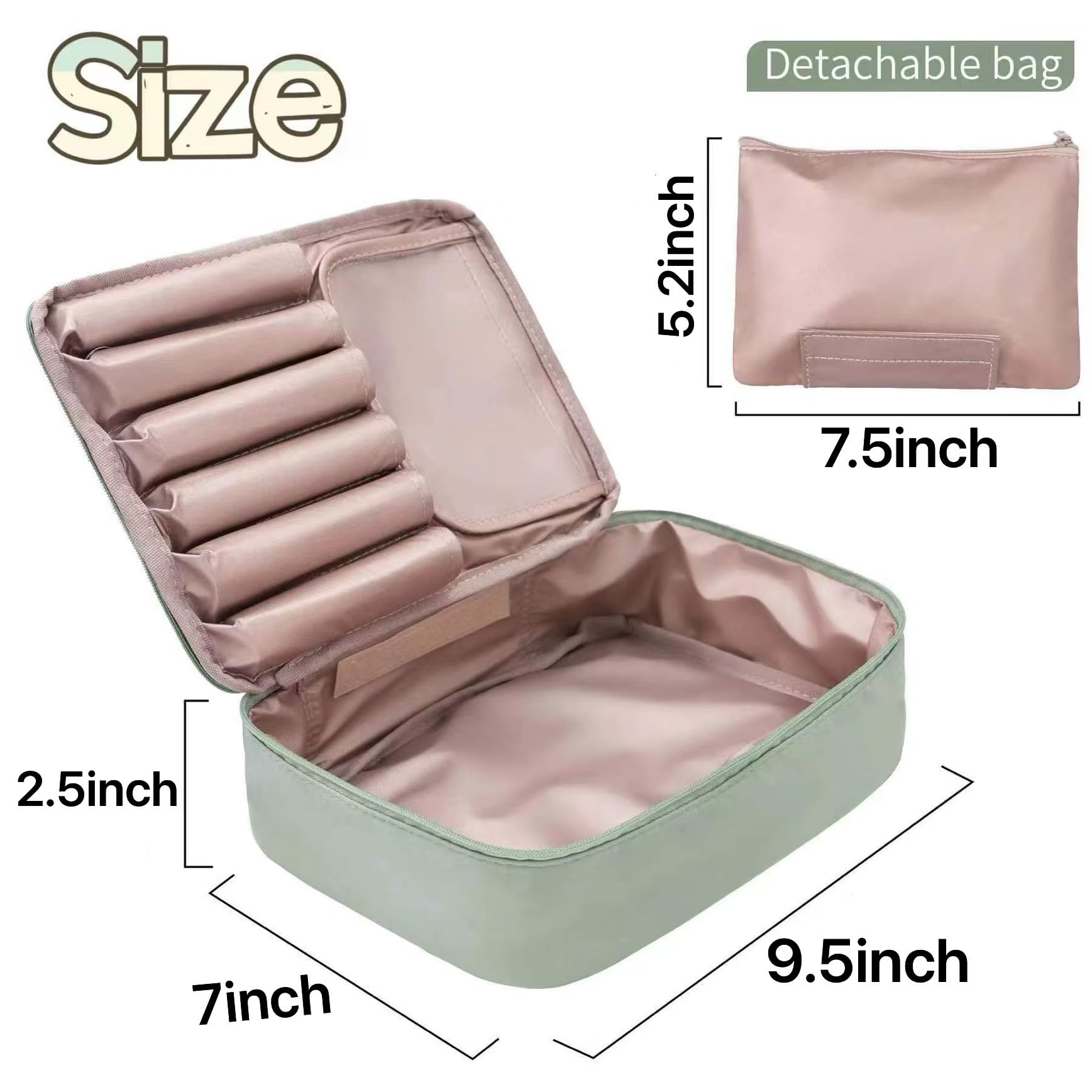 Queboom Travel Makeup Bag Cosmetic Bag Toiletry Bag for Women & Men, Green