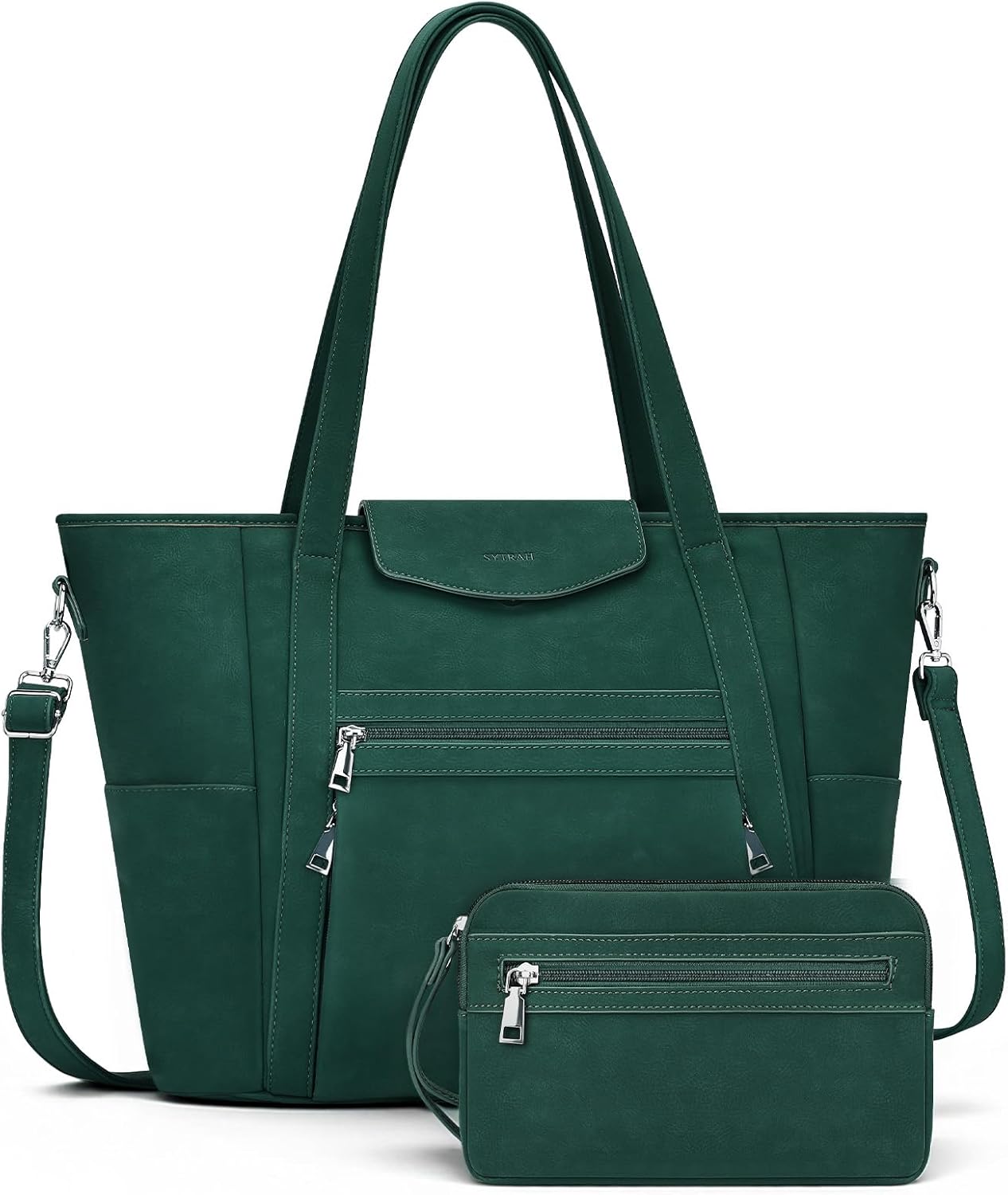 Laptop Bag for Women Designer Leather Laptop Backpack Purse, 16 inch Computer Tote Bags for Work Travel with Satchel Purse Green