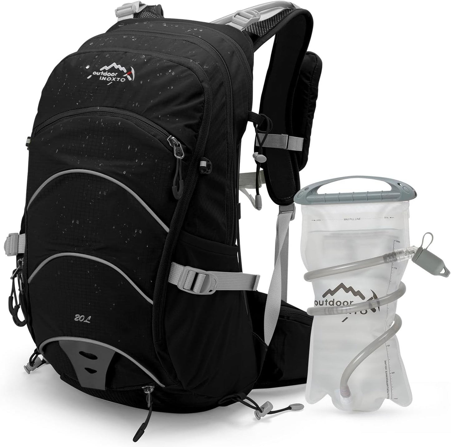 Hydration Pack,20L Hydration Backpack, Hiking Internal Frame Backpacks with 2L Hydration Water Bladder and Rain Cover, for Cycling,camping, hunting,Ski, Snow for Men, Women (black)