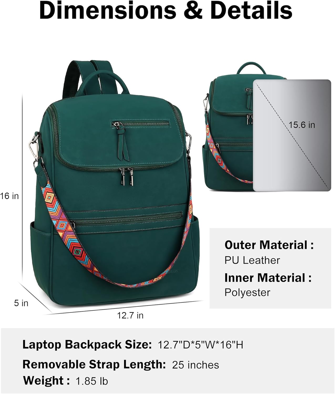 FADEON Laptop Backpack for Women Leather Travel Backpack with Laptop Compartment, Designer Ladies