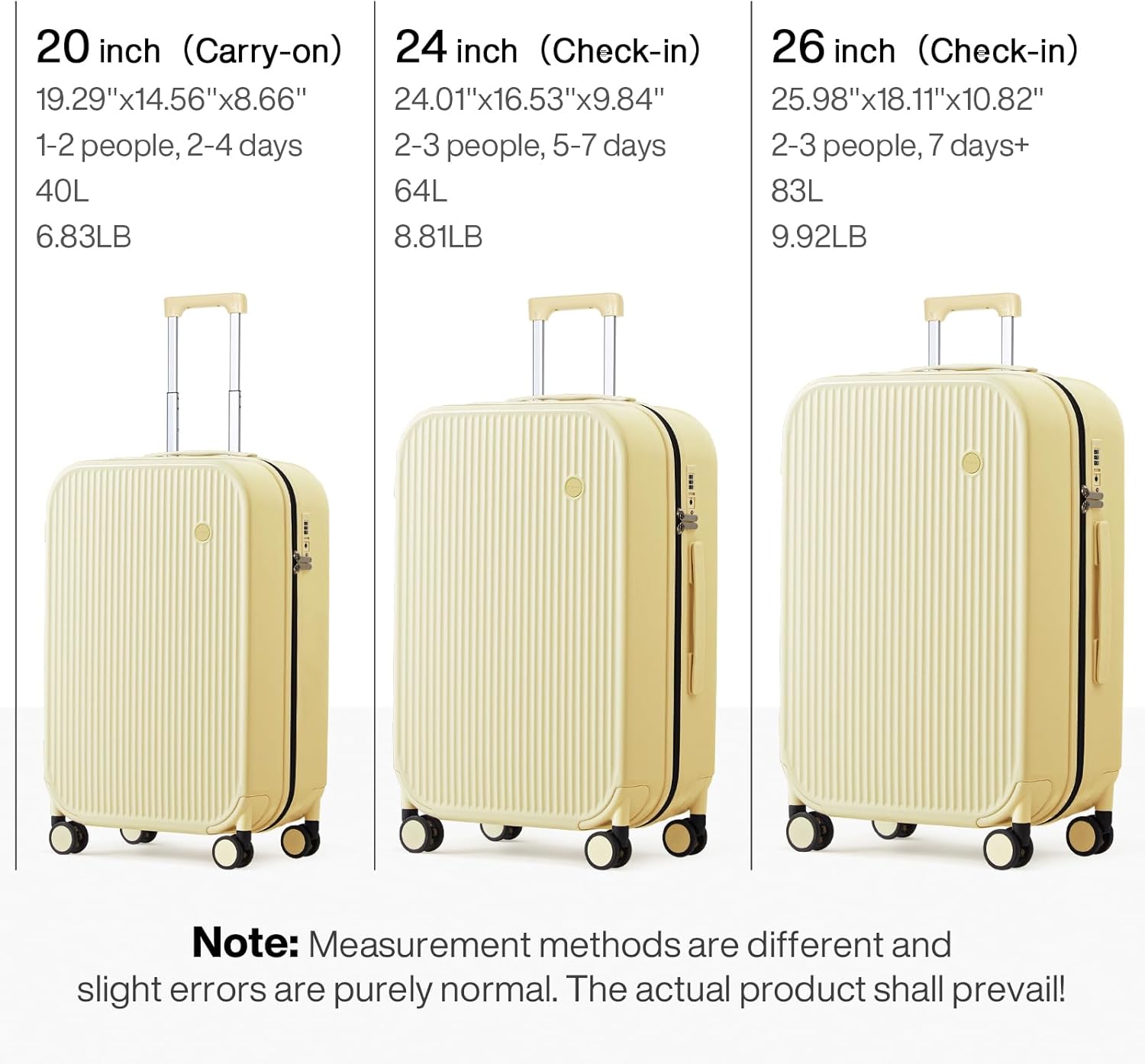 mixi 26 Inch Large Checked Luggage PC Hardshell Suitcases with Wheels for Travel Woman Men, Lark